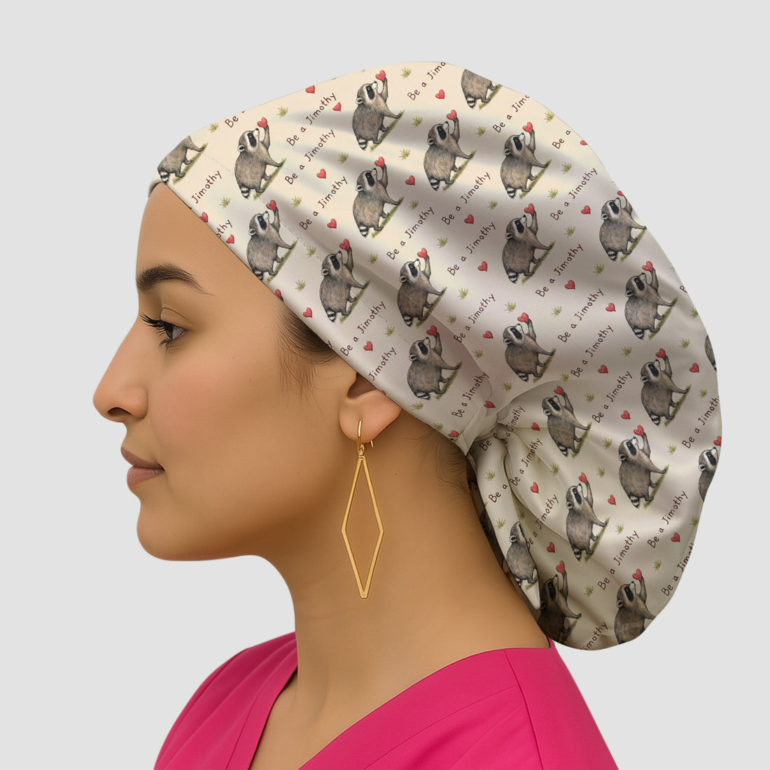 Cute Be A Jimothy Raccoon Hearts Scrub Cap, Surgical Caps for Doctors