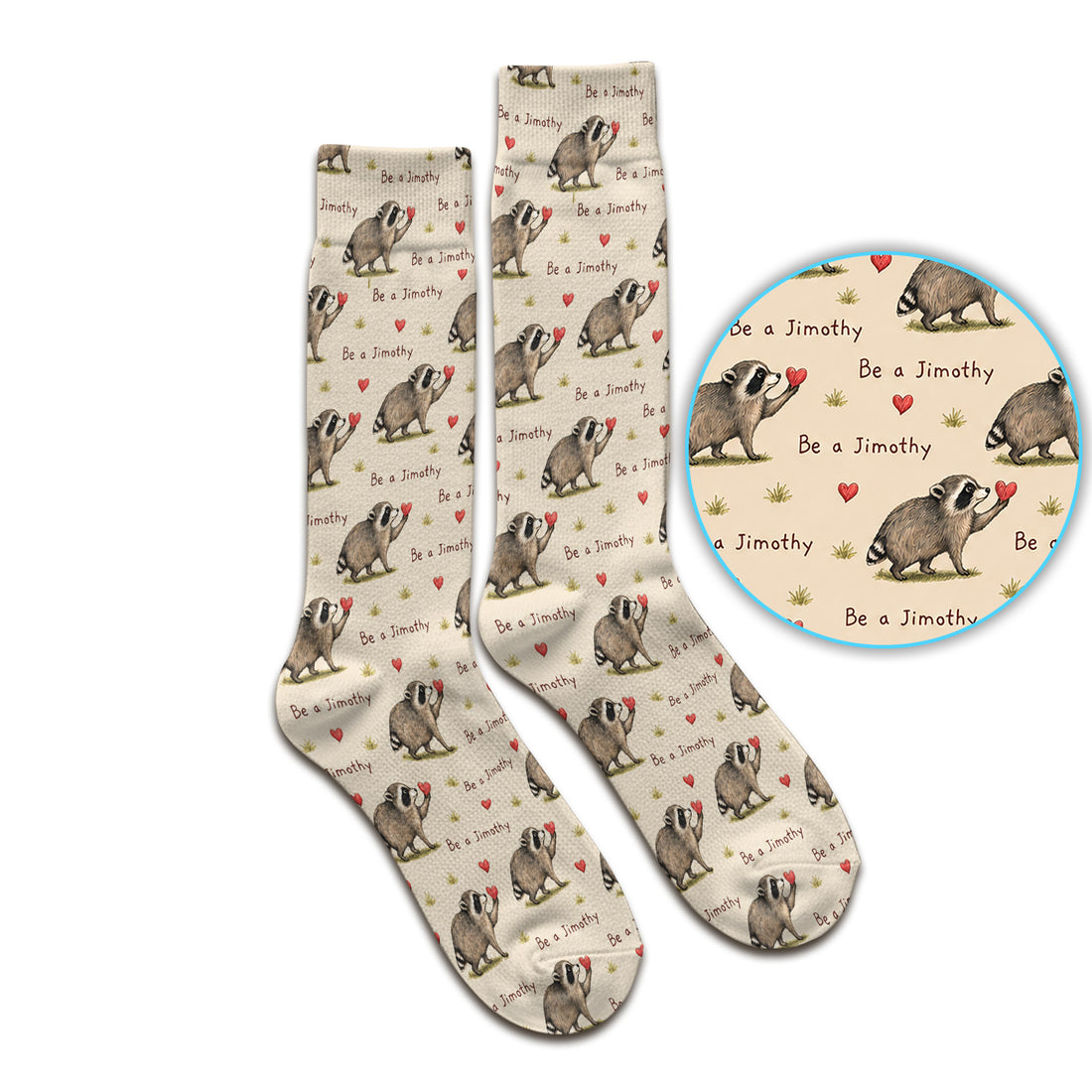 Cute Be A Jimothy Raccoon Hearts Socks, Adult Socks for Men and Women