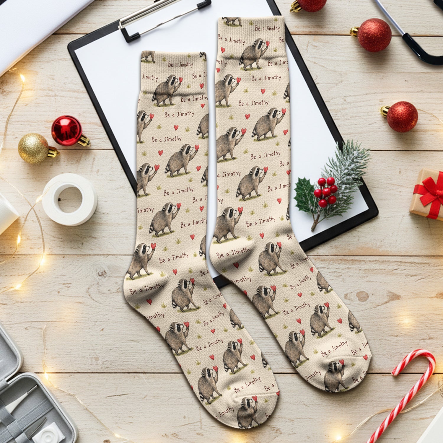 Cute Be A Jimothy Raccoon Hearts Socks, Adult Socks for Men and Women