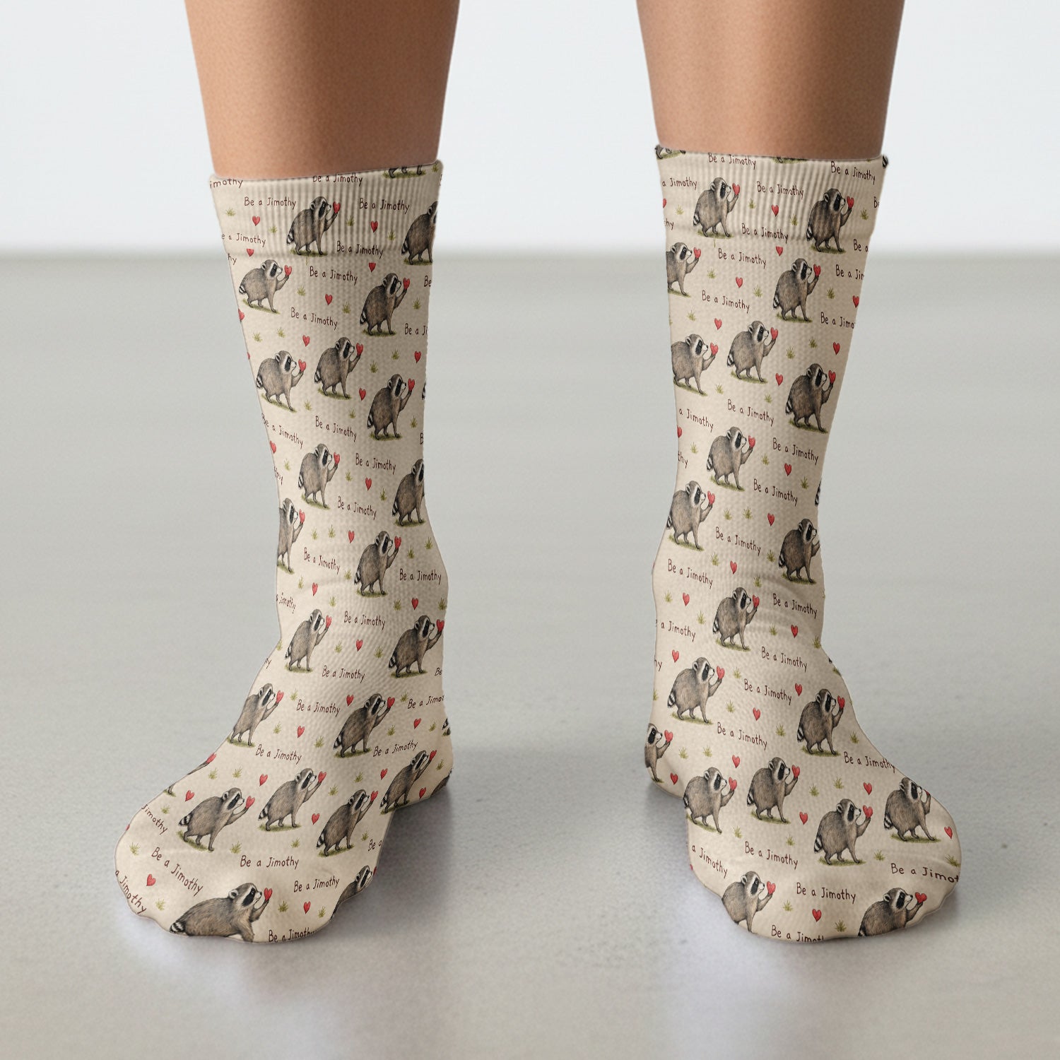 Cute Be A Jimothy Raccoon Hearts Socks, Adult Socks for Men and Women