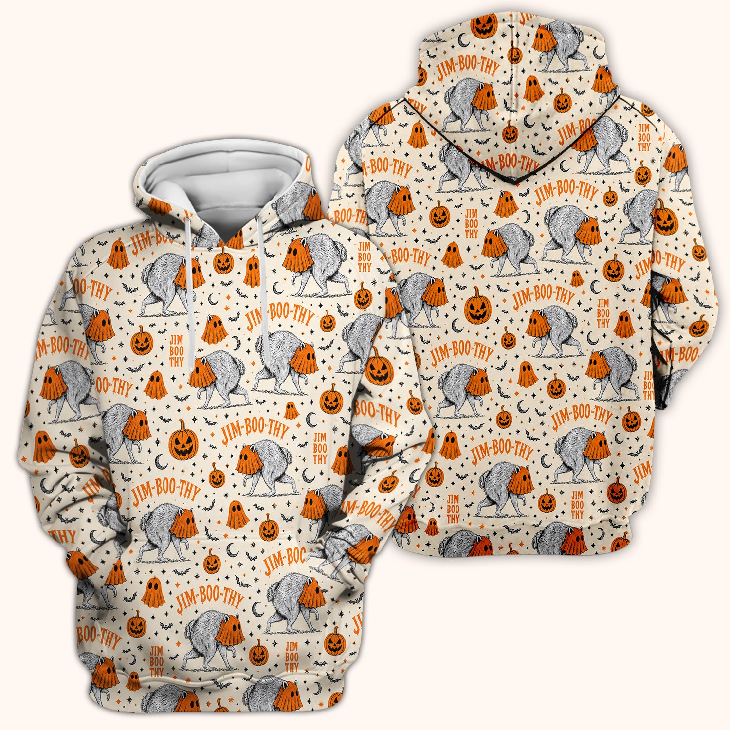 Funny Halloween Ghost Jimothy Pattern Scrub Top, Comfortable Scrubs for Nurses