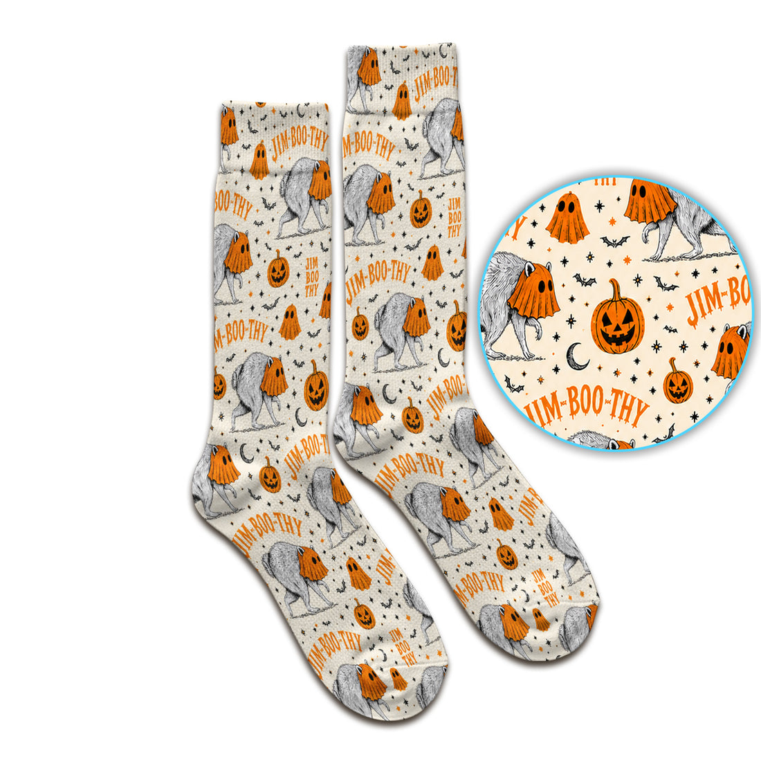 Funny Halloween Ghost Jimothy Pattern Socks, Adult Socks for Men and Women