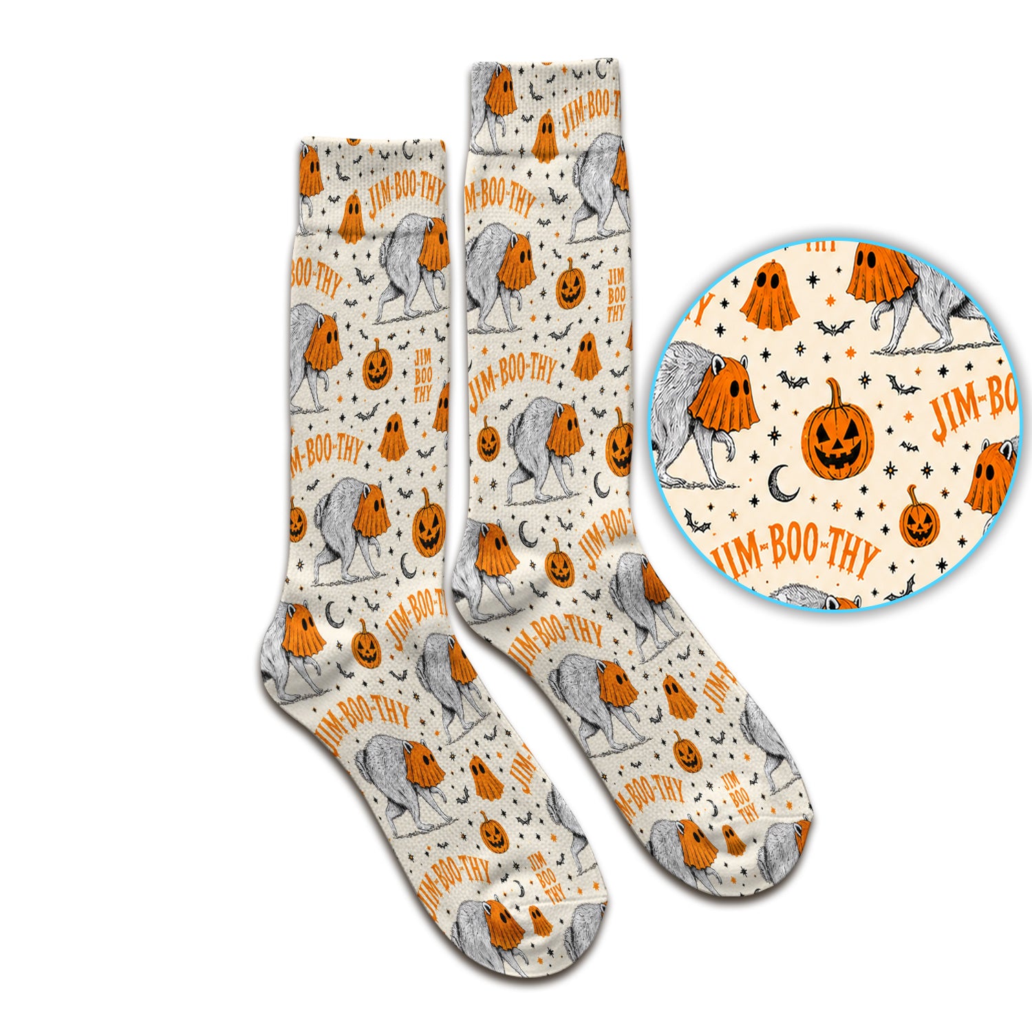 Funny Halloween Ghost Jimothy Pattern Socks, Adult Socks for Men and Women