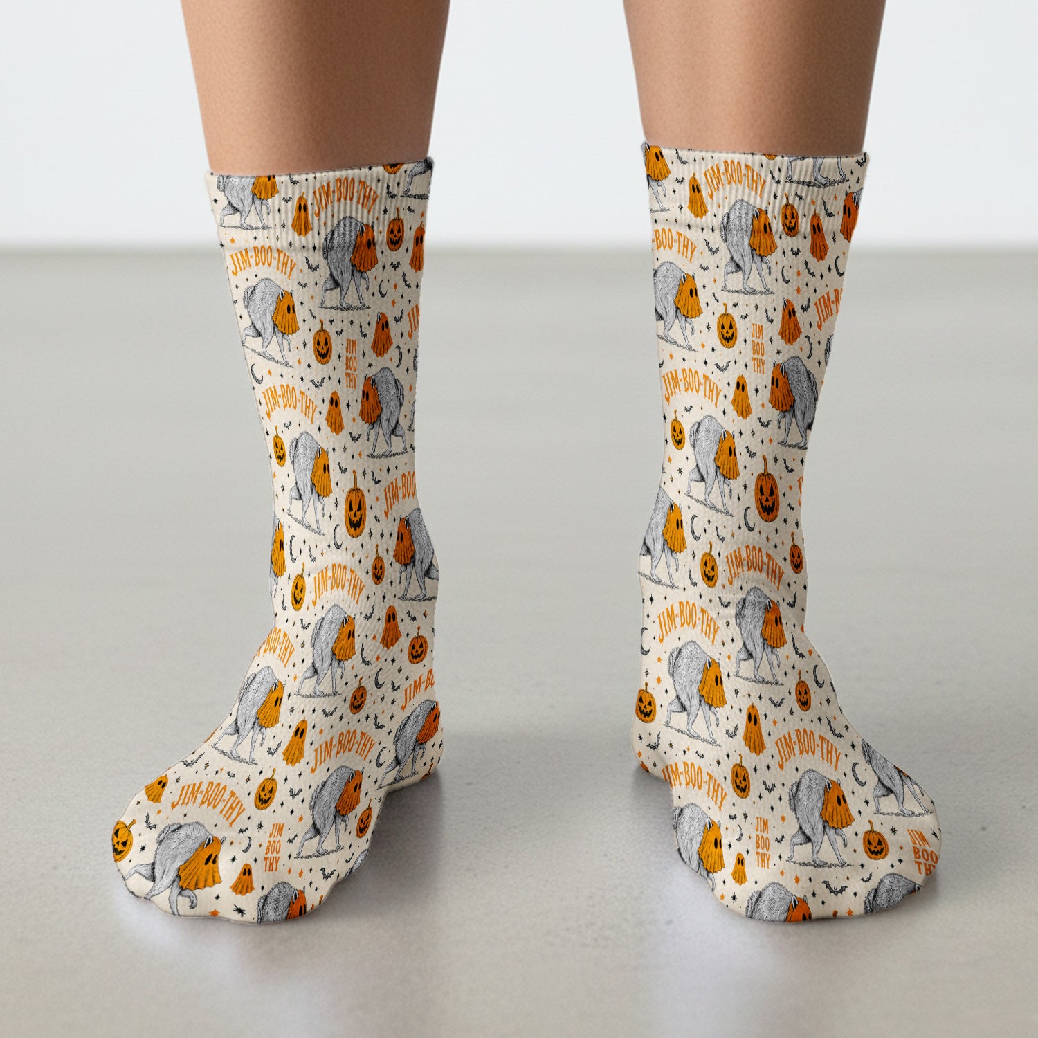 Funny Halloween Ghost Jimothy Pattern Socks, Adult Socks for Men and Women