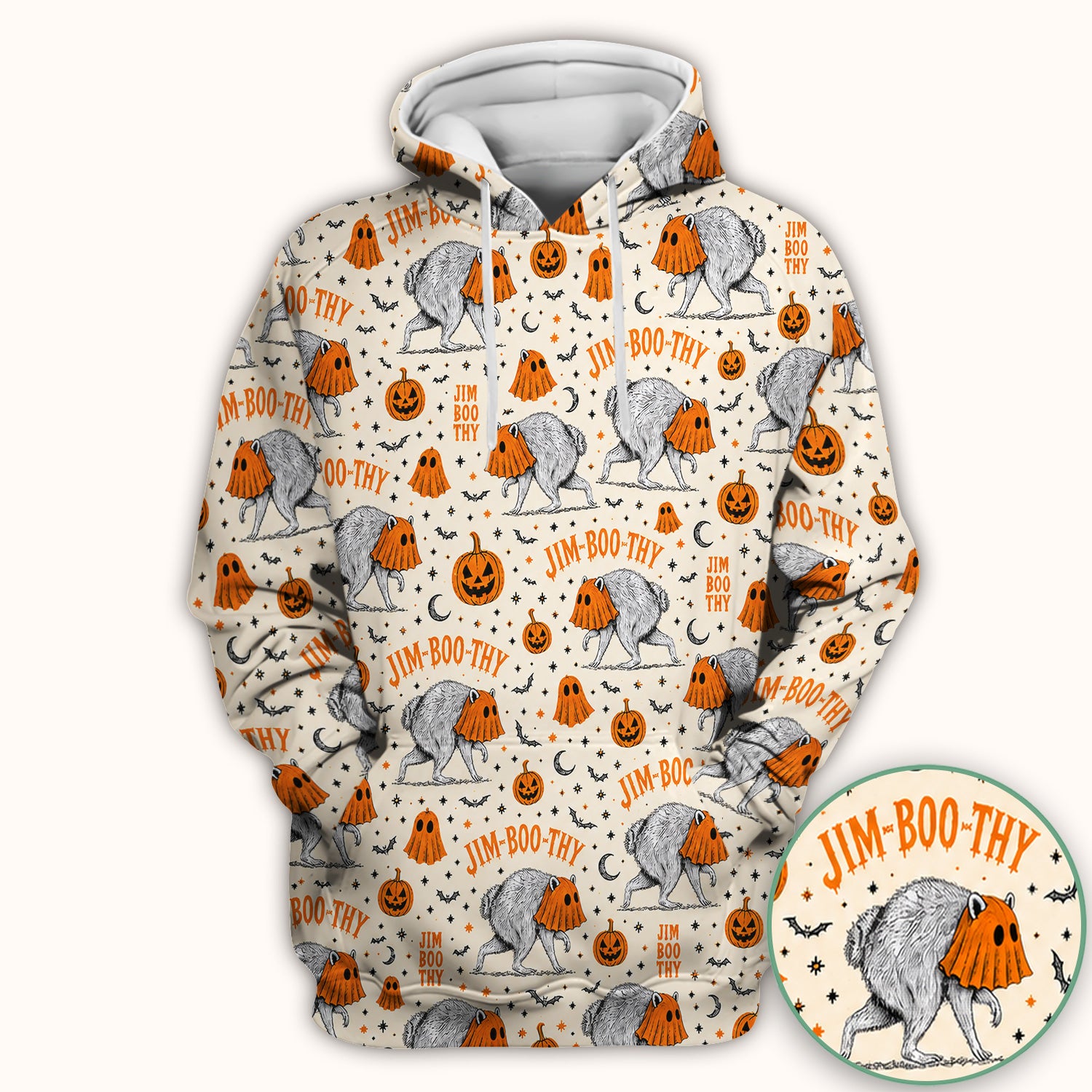Funny Halloween Ghost Jimothy Pattern Scrub Top, Comfortable Scrubs for Nurses