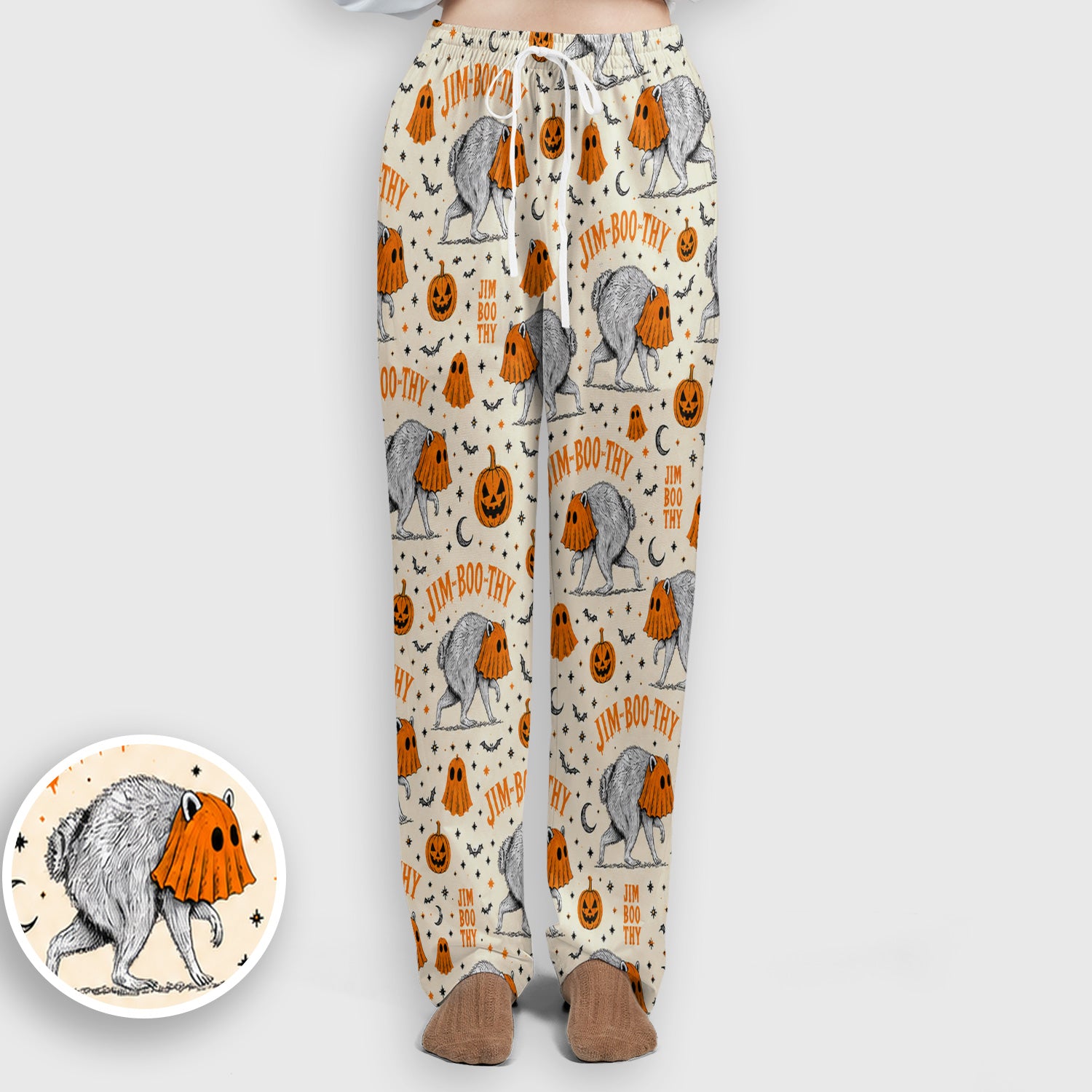Funny Halloween Ghost Jimothy Pattern Scrub Set, Scrub Pants and V Neck Top