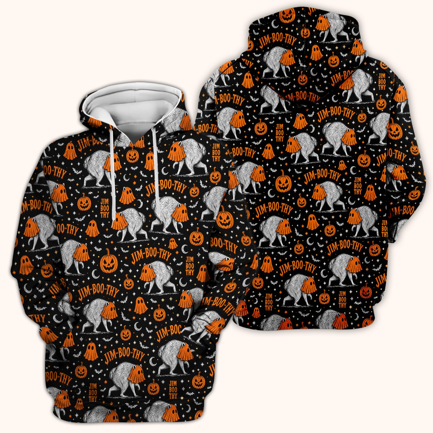 Funny Halloween Ghost Jimothy Pattern Scrub Top, Comfortable Scrubs for Nurses
