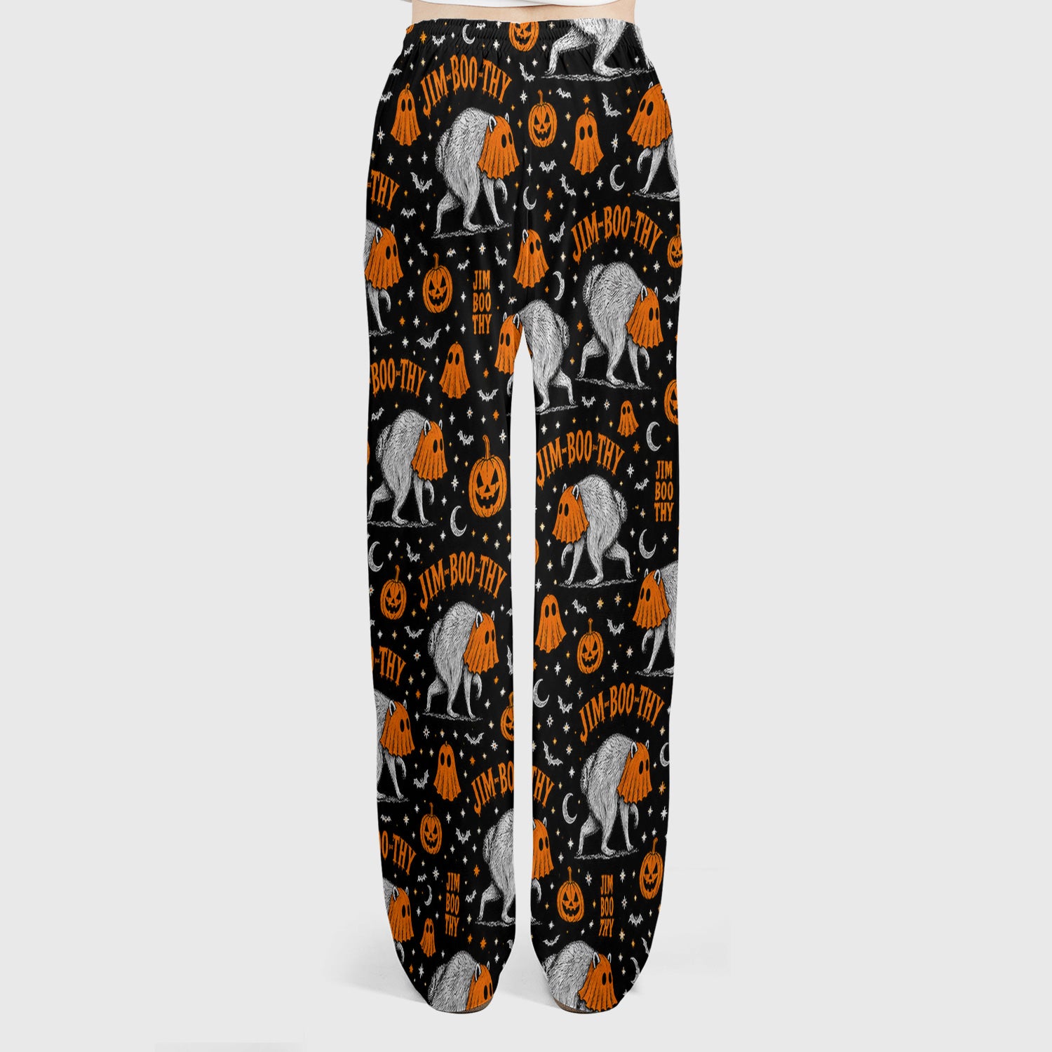 Funny Halloween Ghost Jimothy Pattern Scrub Set, Scrub Pants and V Neck Top