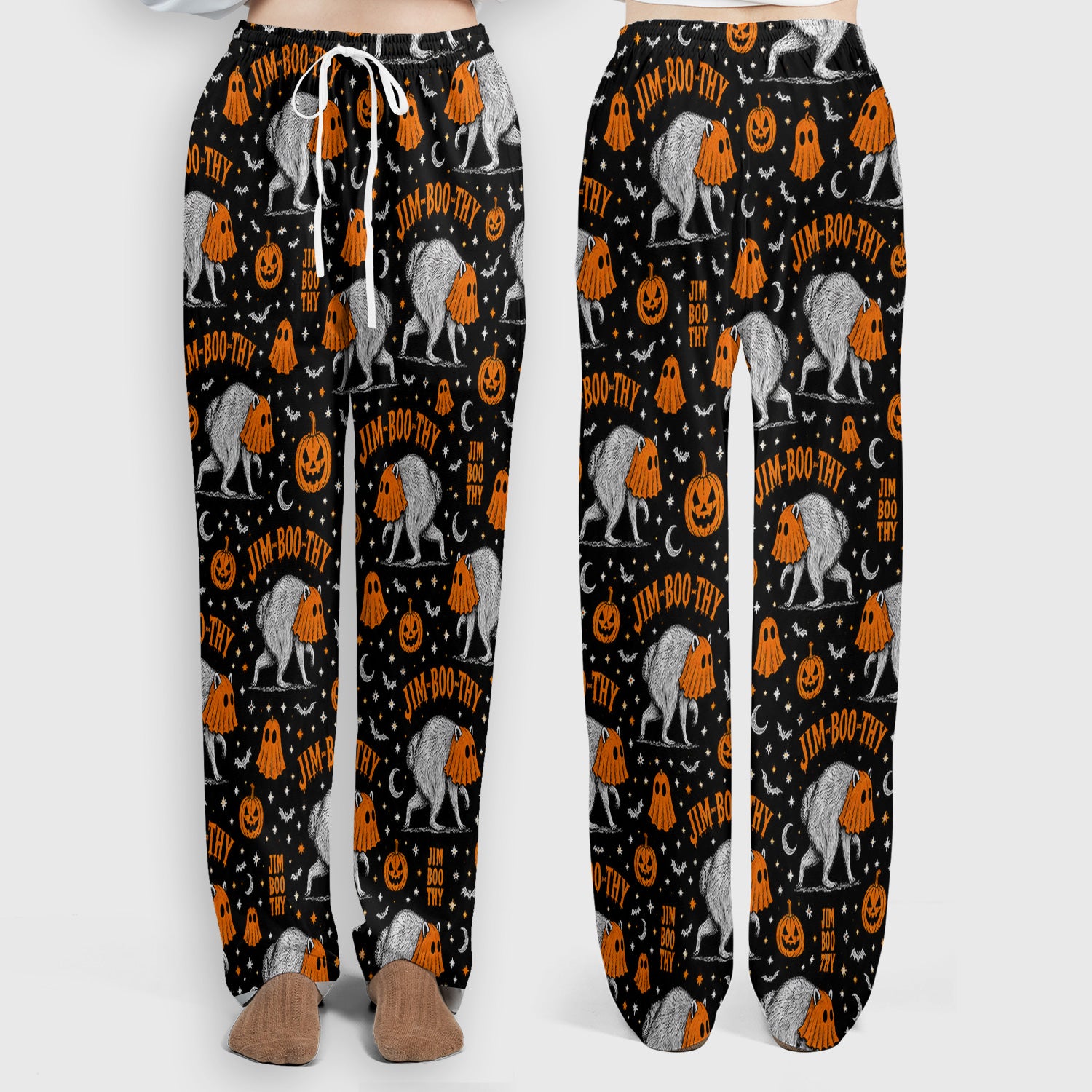 Funny Halloween Ghost Jimothy Pattern Scrub Set, Scrub Pants and V Neck Top