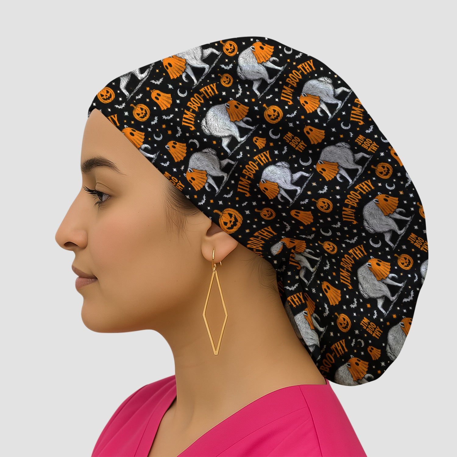 Funny Halloween Ghost Jimothy Pattern Scrub Cap, Surgical Caps for Doctors