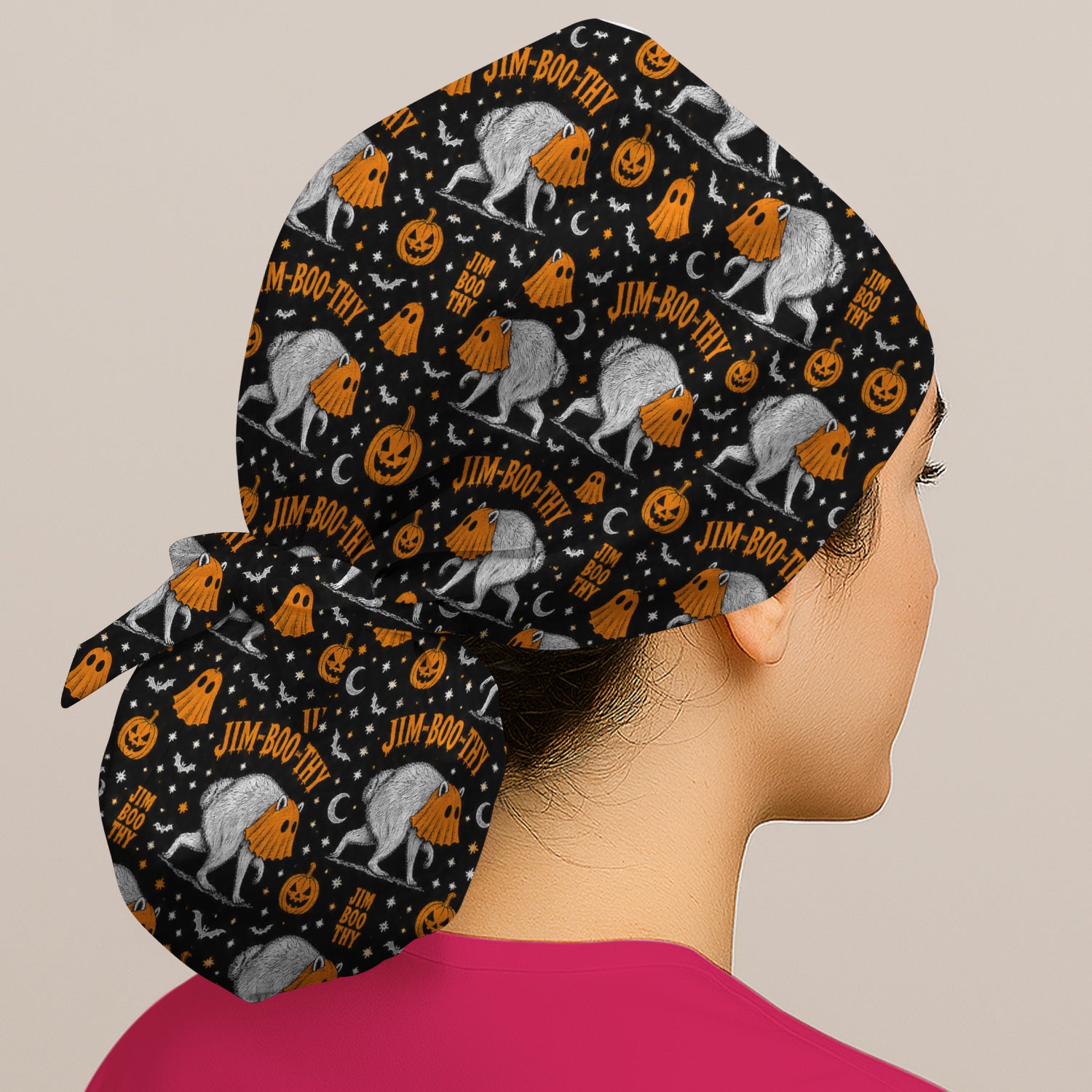 Funny Halloween Ghost Jimothy Pattern Scrub Cap, Surgical Caps for Doctors