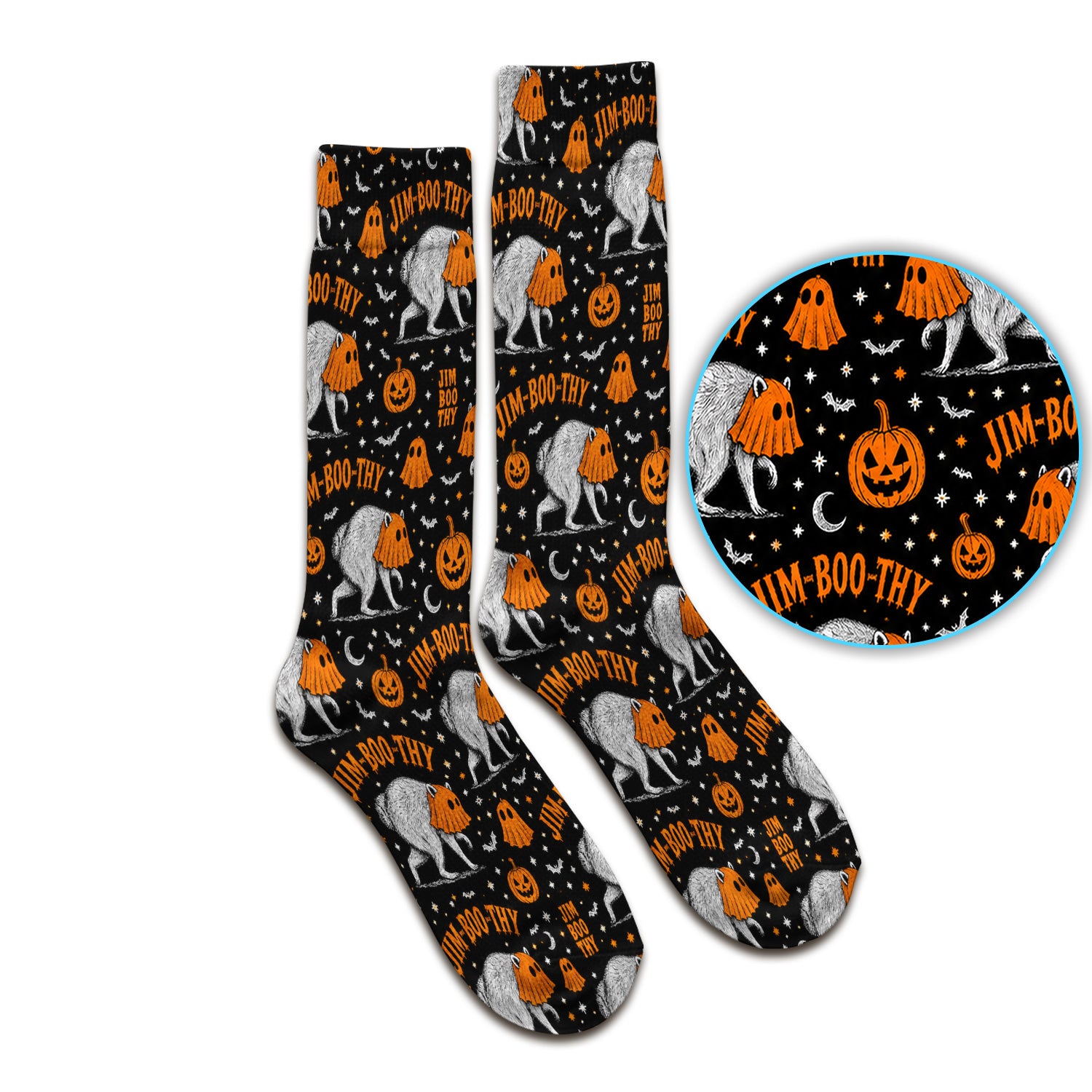 Funny Halloween Ghost Jimothy Pattern Socks, Adult Socks for Men and Women