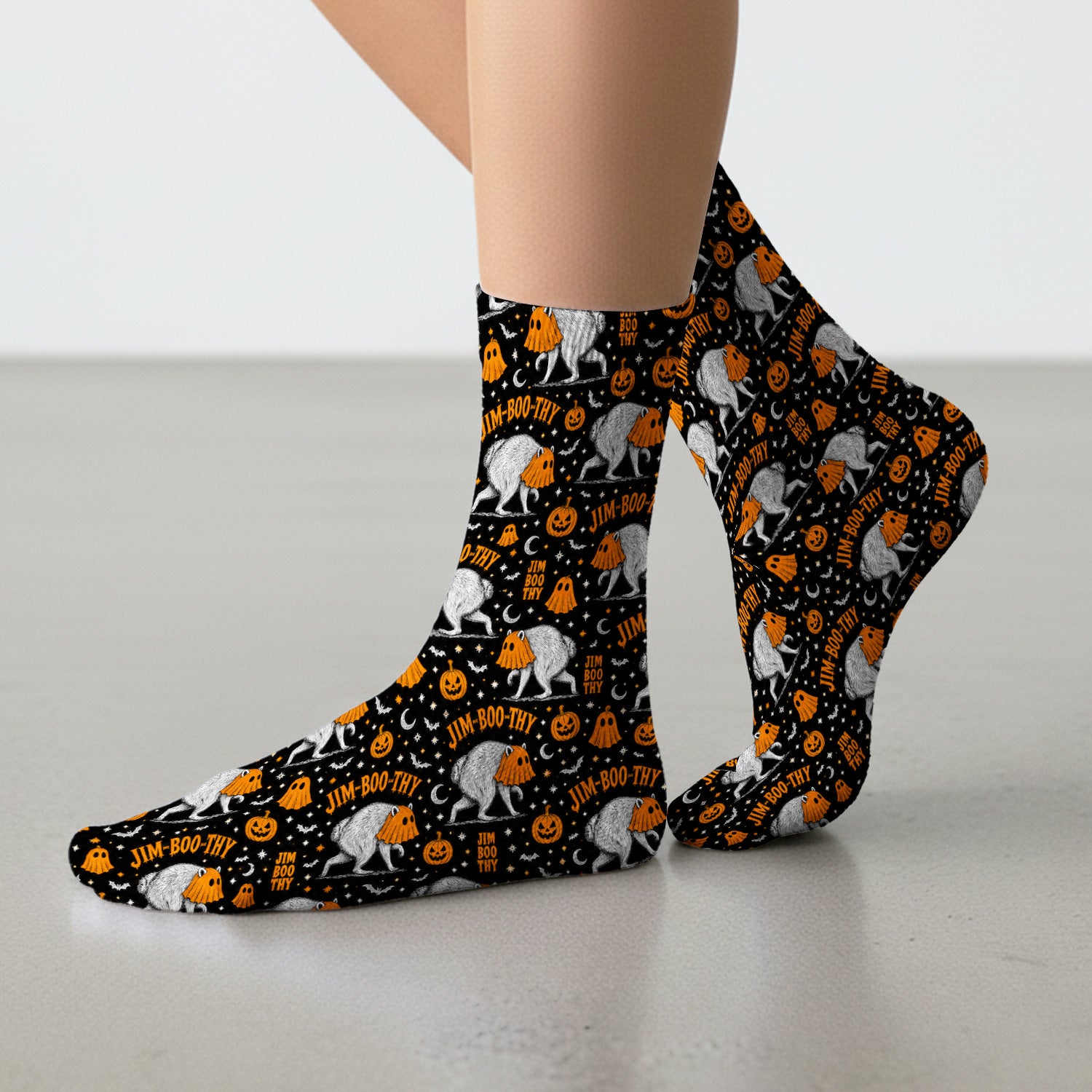 Funny Halloween Ghost Jimothy Pattern Socks, Adult Socks for Men and Women