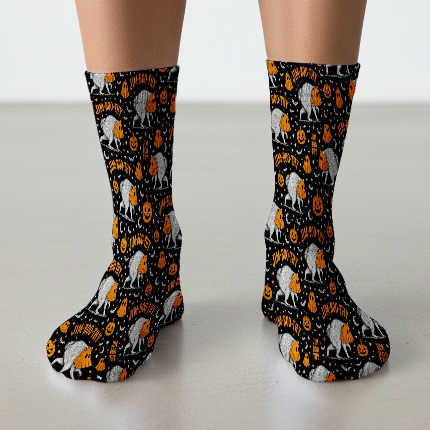 Funny Halloween Ghost Jimothy Pattern Socks, Adult Socks for Men and Women