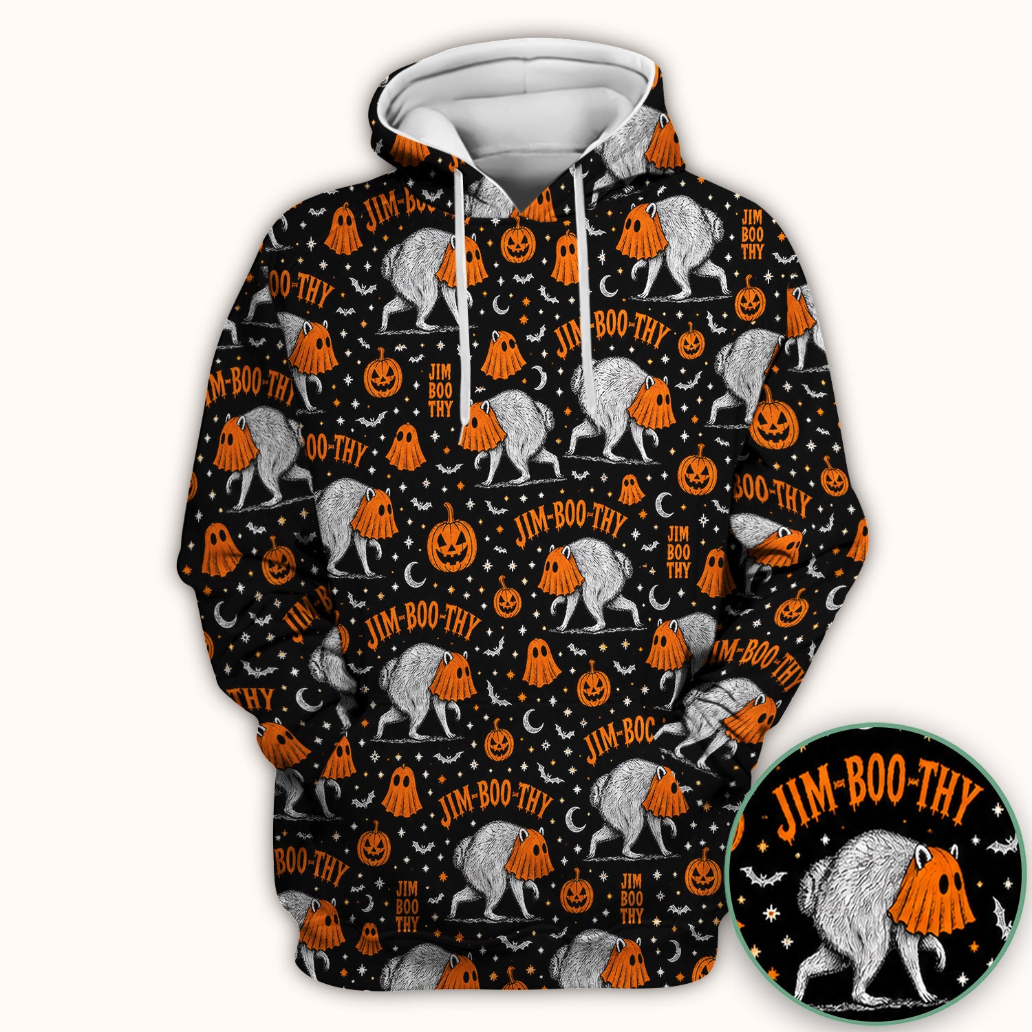Funny Halloween Ghost Jimothy Pattern Scrub Top, Comfortable Scrubs for Nurses