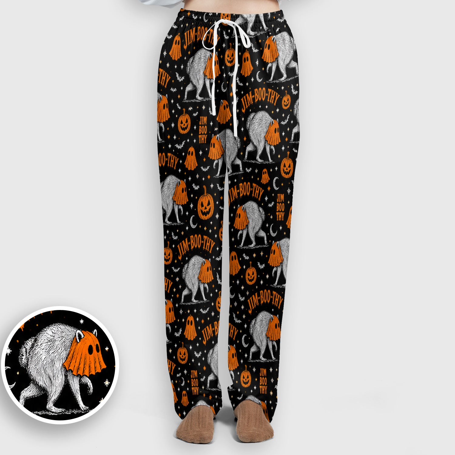 Funny Halloween Ghost Jimothy Pattern Scrub Set, Scrub Pants and V Neck Top