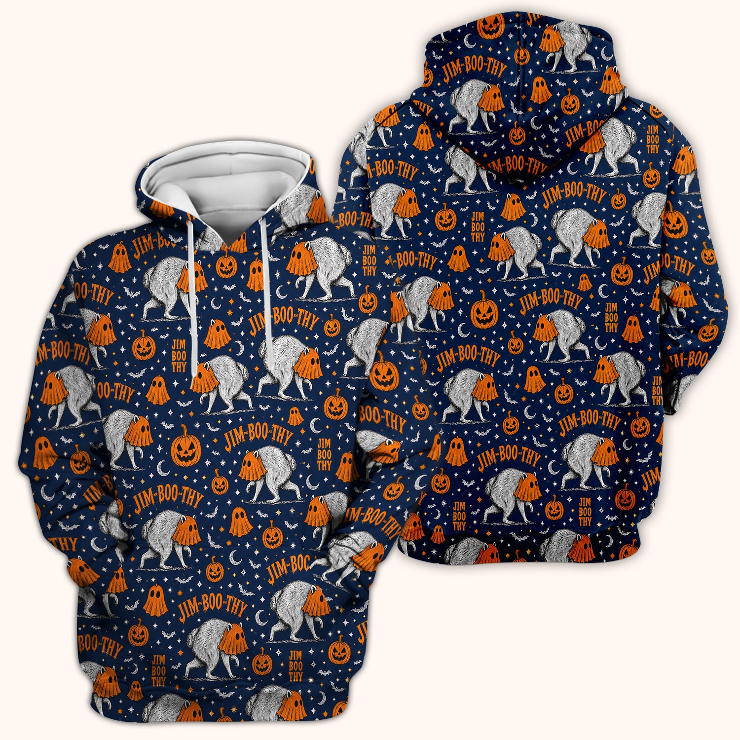 Funny Halloween Ghost Jimothy Pattern Scrub Top, Comfortable Scrubs for Nurses