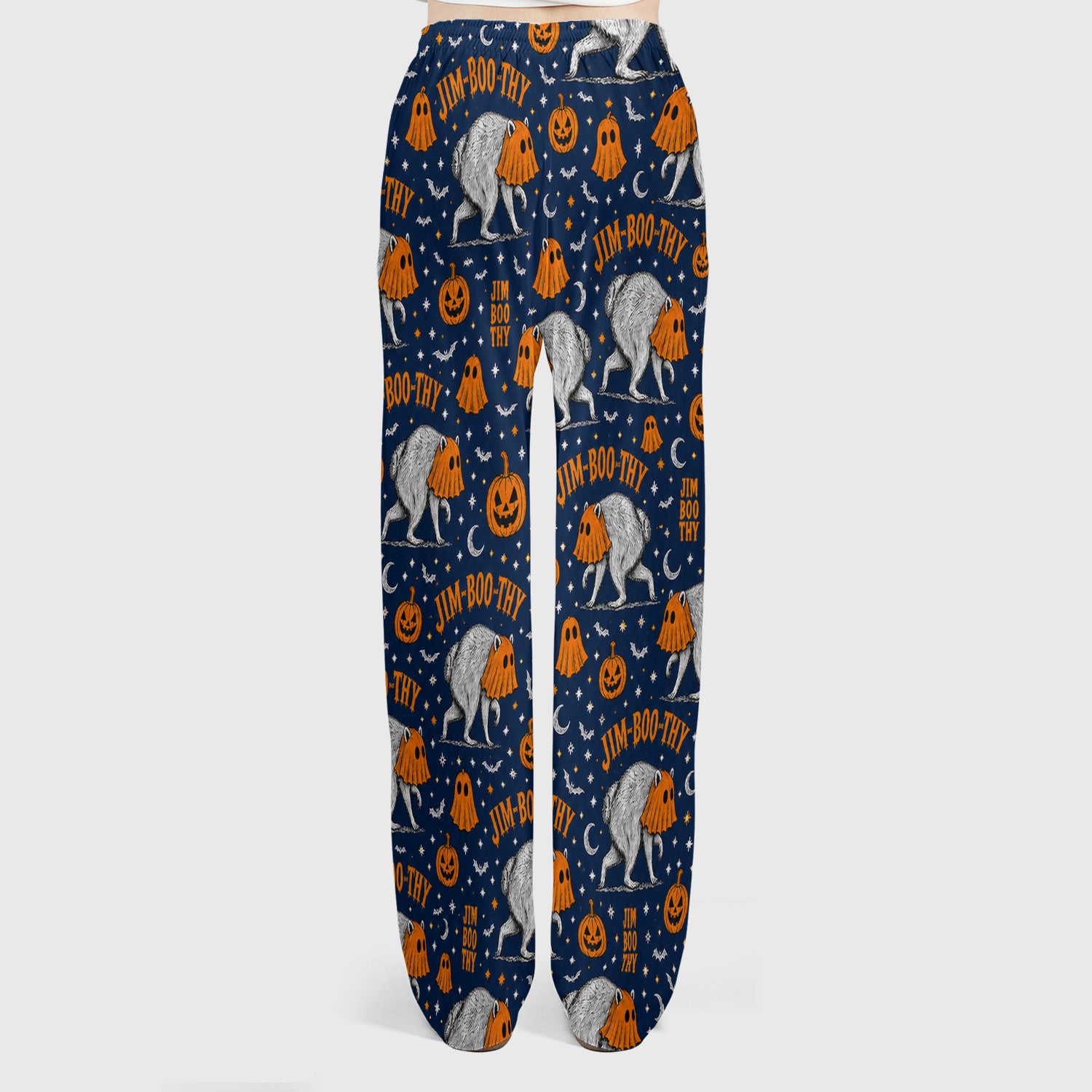 Funny Halloween Ghost Jimothy Pattern Scrub Set, Scrub Pants and V Neck Top