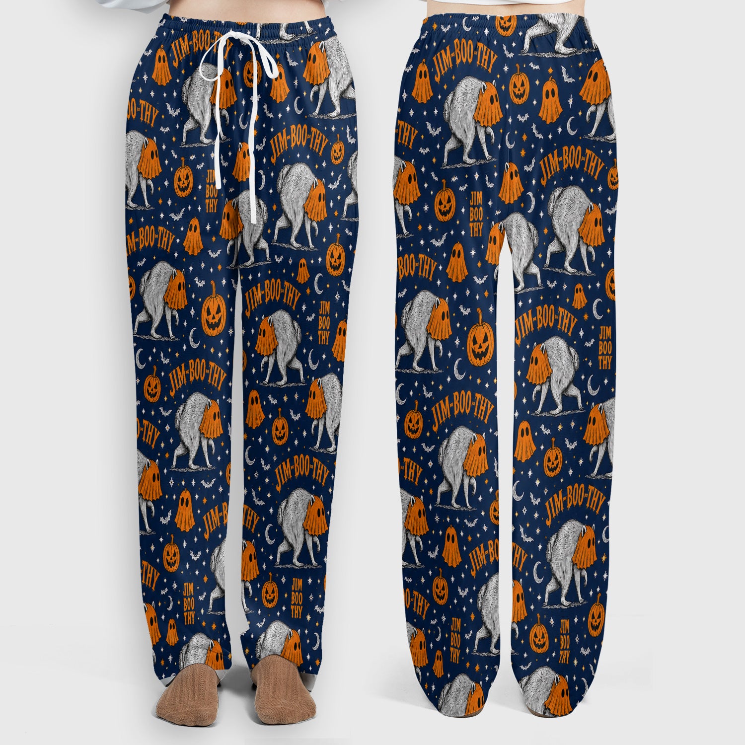 Funny Halloween Ghost Jimothy Pattern Scrub Set, Scrub Pants and V Neck Top