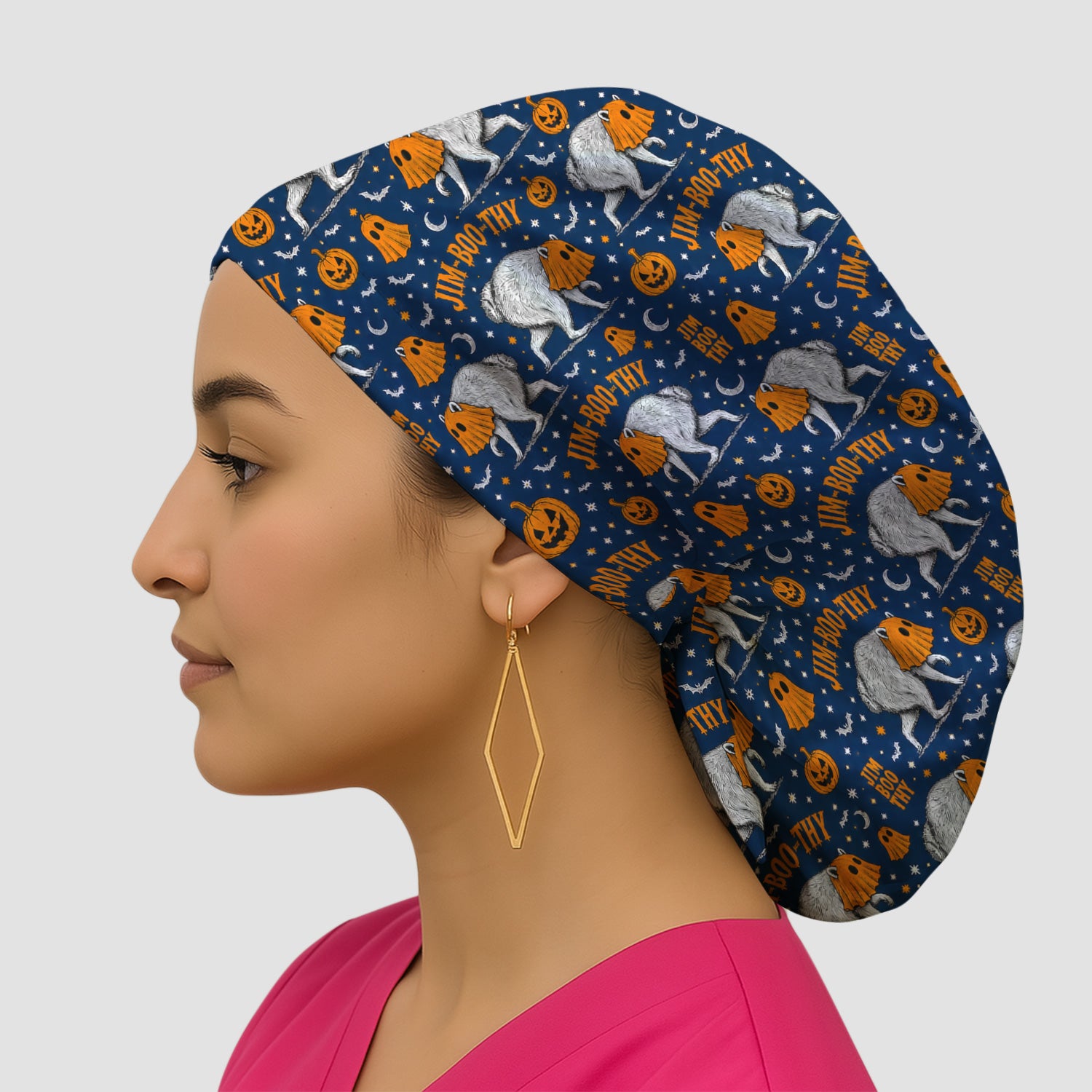 Funny Halloween Ghost Jimothy Pattern Scrub Cap, Surgical Caps for Doctors
