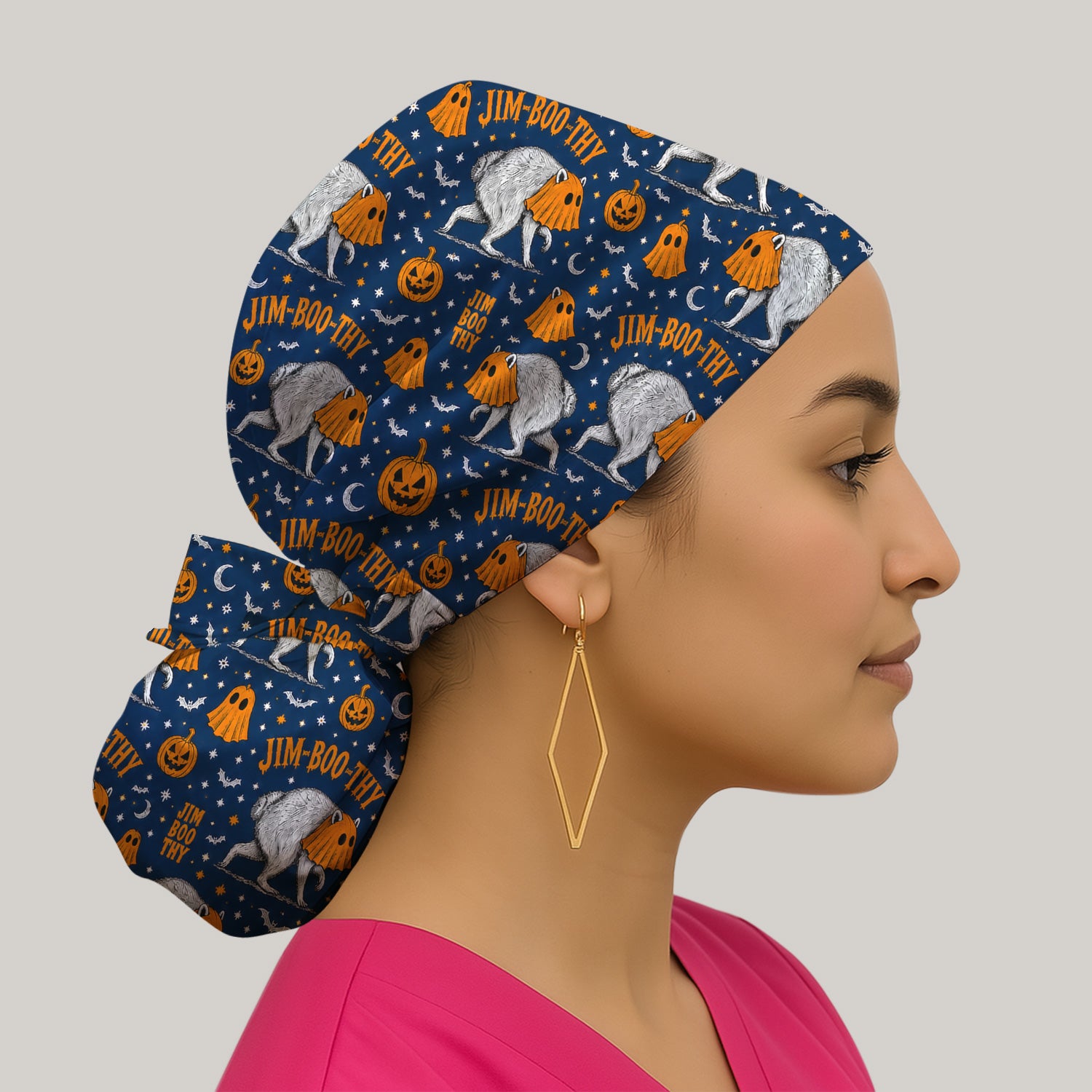 Funny Halloween Ghost Jimothy Pattern Scrub Cap, Surgical Caps for Doctors