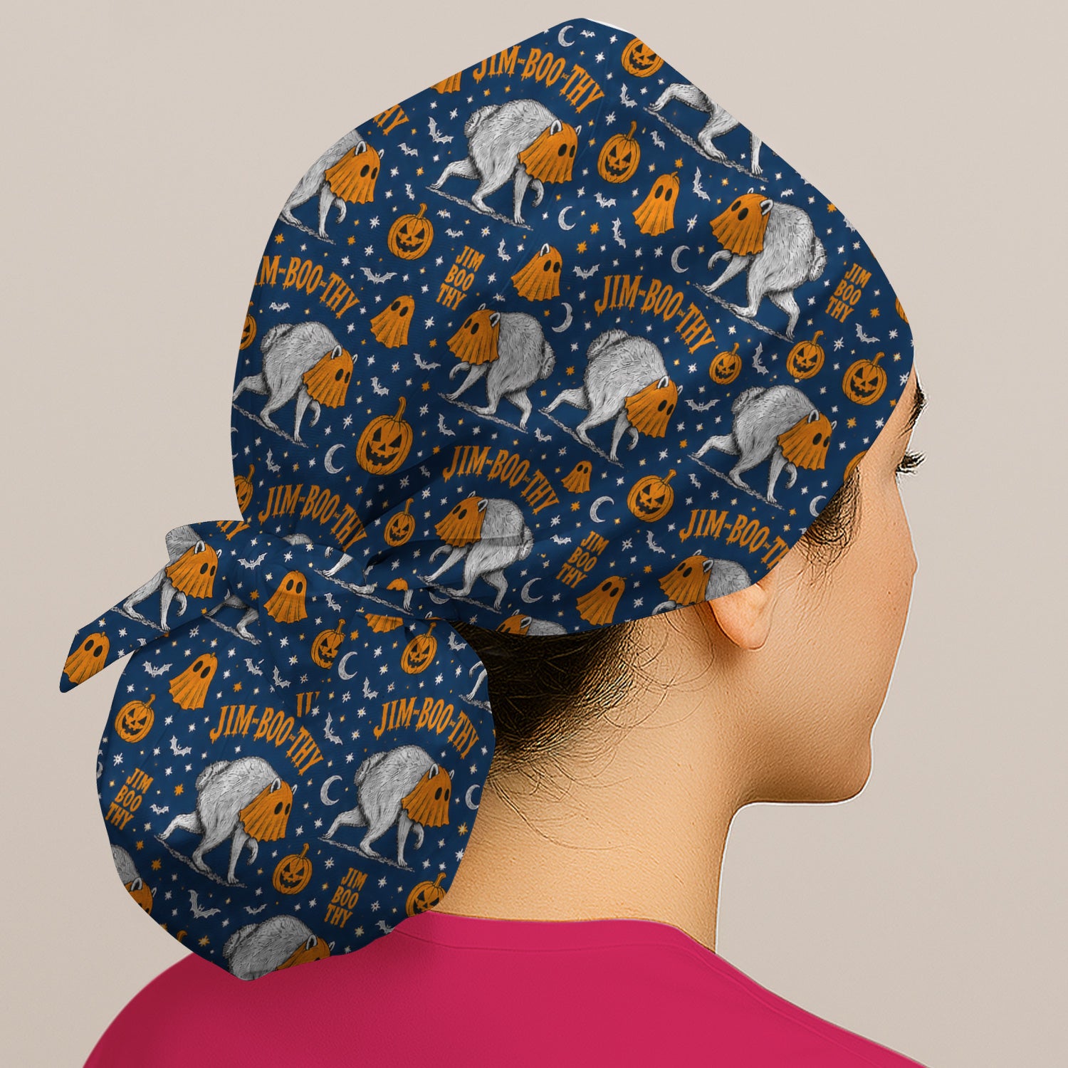 Funny Halloween Ghost Jimothy Pattern Scrub Cap, Surgical Caps for Doctors