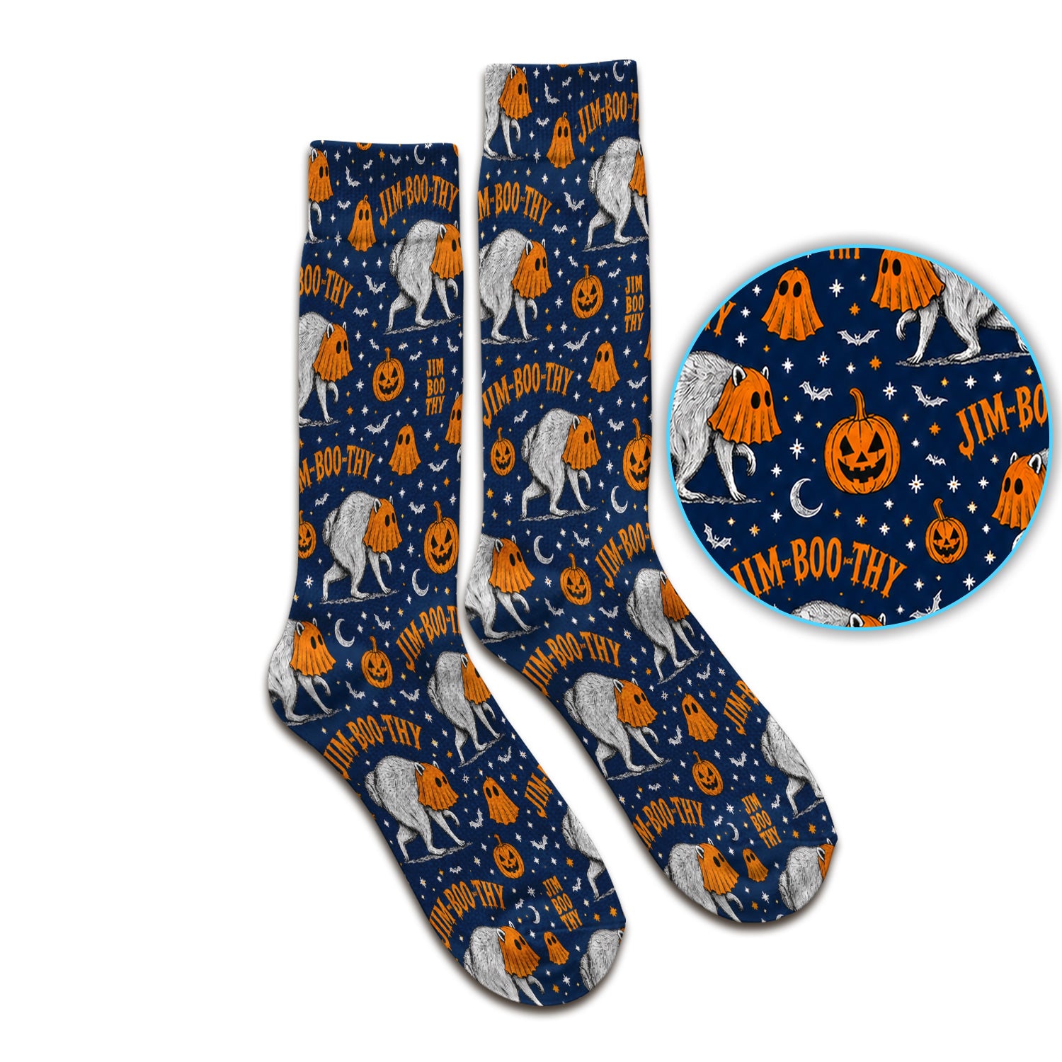 Funny Halloween Ghost Jimothy Pattern Socks, Adult Socks for Men and Women