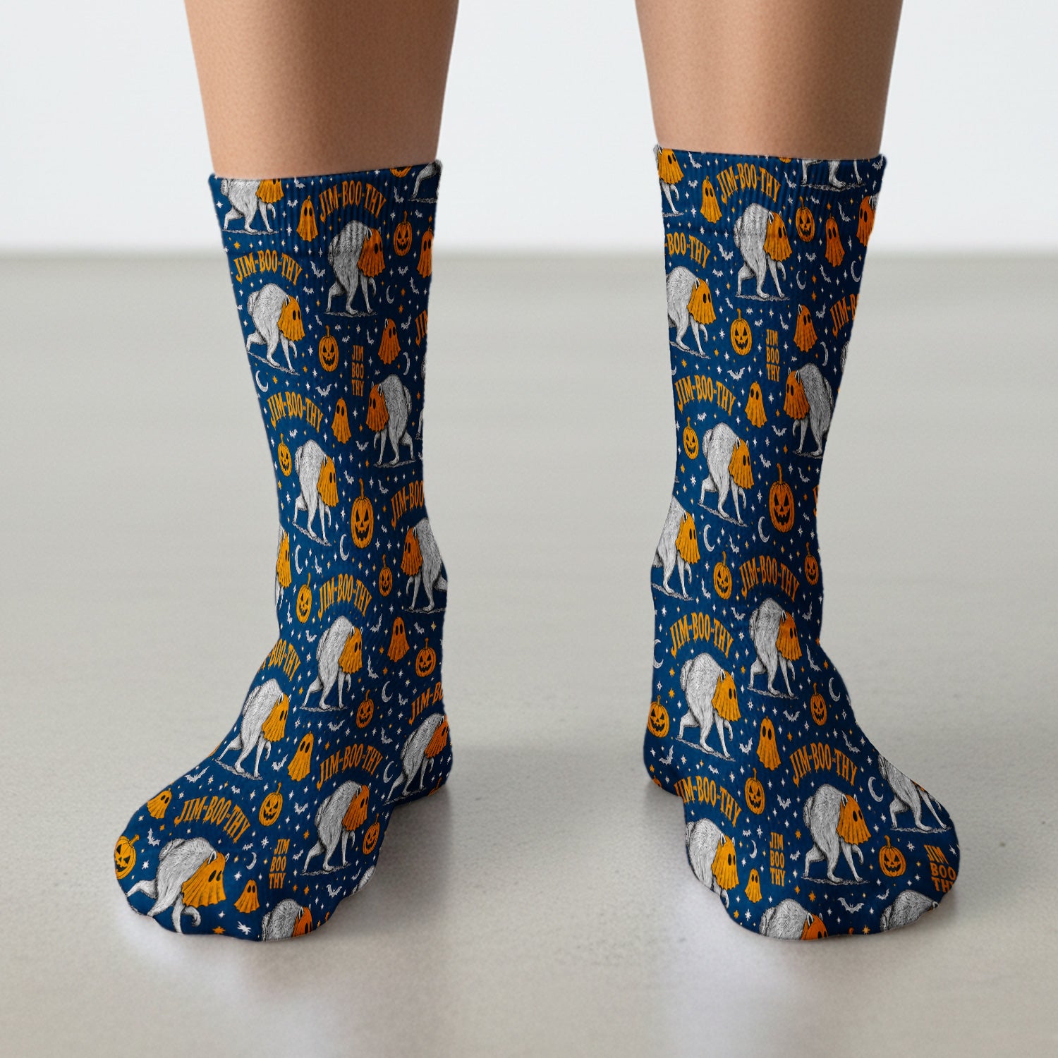 Funny Halloween Ghost Jimothy Pattern Socks, Adult Socks for Men and Women