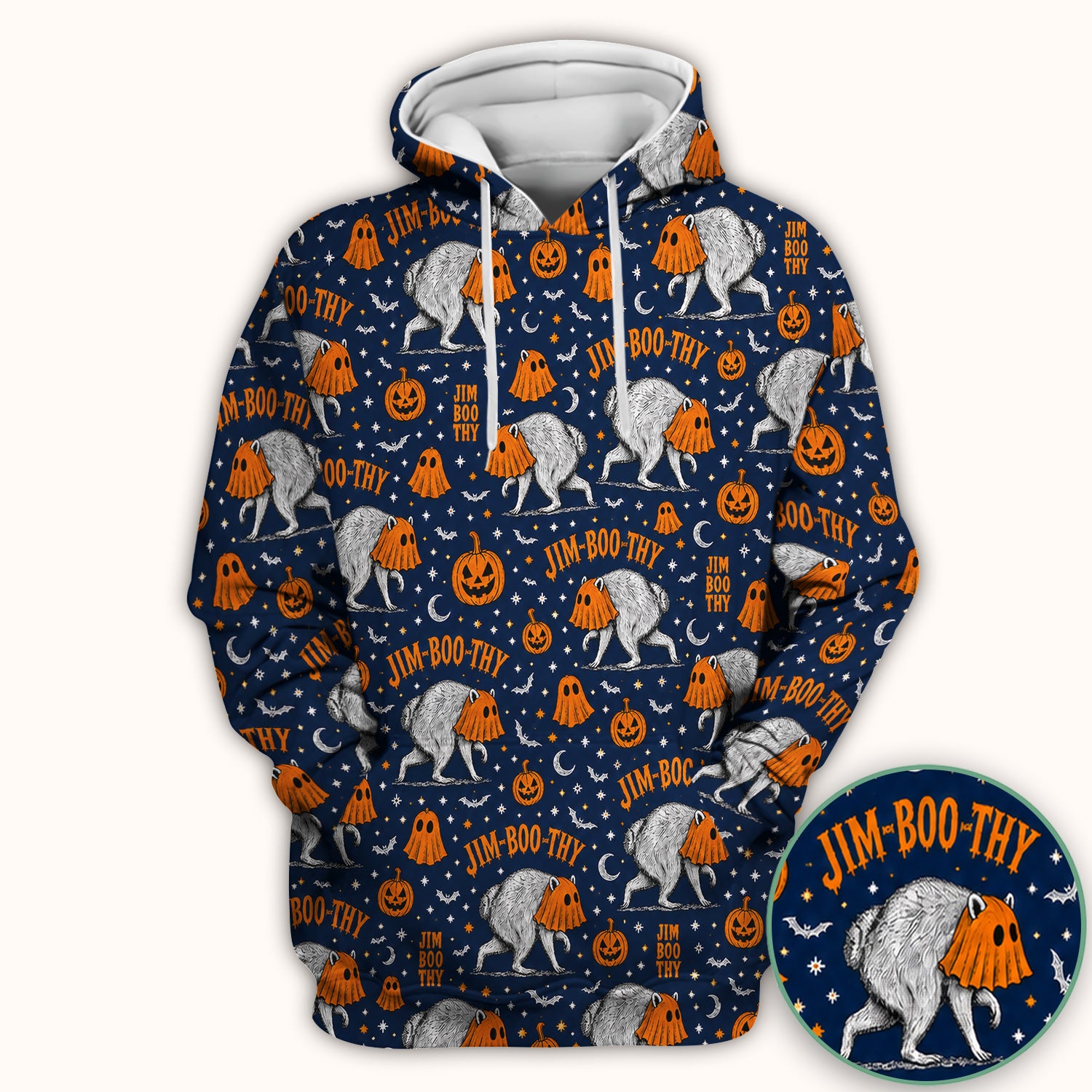 Funny Halloween Ghost Jimothy Pattern Scrub Top, Comfortable Scrubs for Nurses