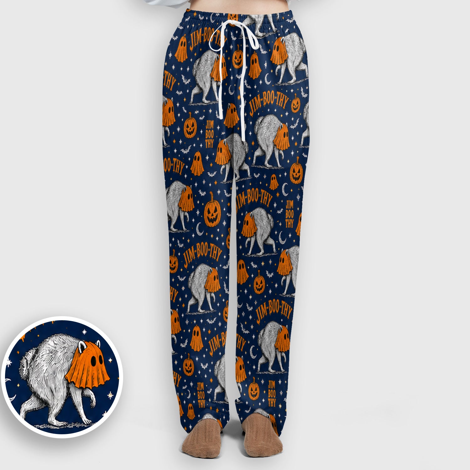 Funny Halloween Ghost Jimothy Pattern Scrub Set, Scrub Pants and V Neck Top