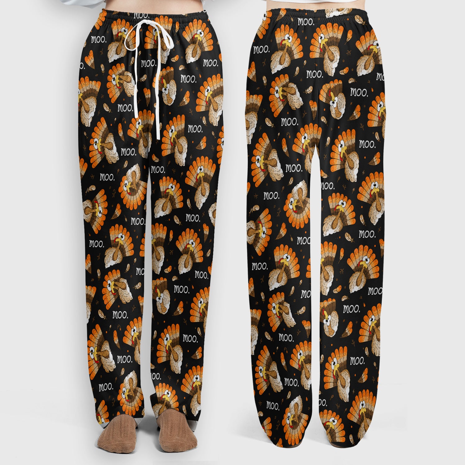 Funny Thanksgiving Moo Turkey Scrub Set, Scrub Pants and V Neck Top