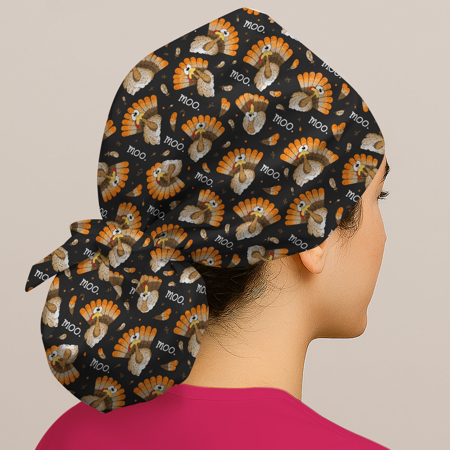 Funny Thanksgiving Moo Turkey Scrub Cap, Surgical Caps for Doctors