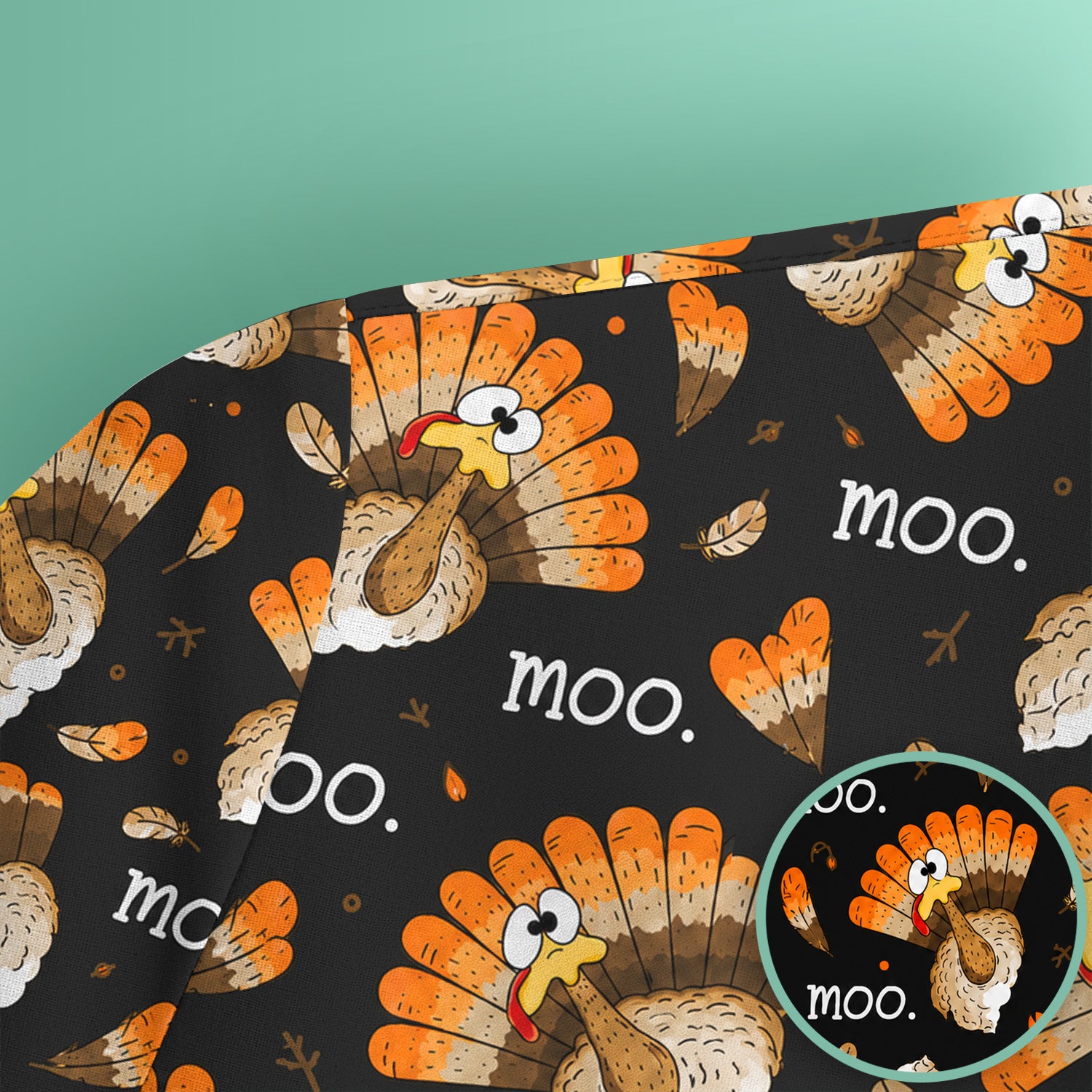 Funny Thanksgiving Moo Turkey Scrub Top, Comfortable Scrubs for Nurses
