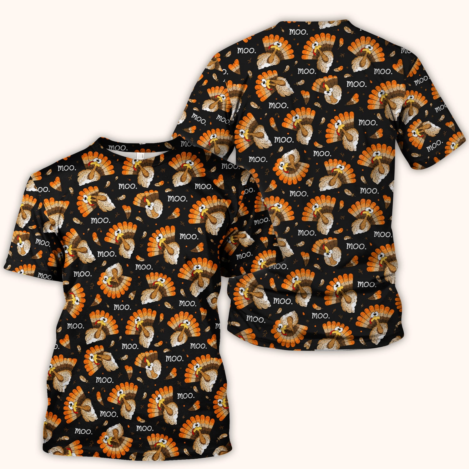 Funny Thanksgiving Moo Turkey Scrub Top, Comfortable Scrubs for Nurses