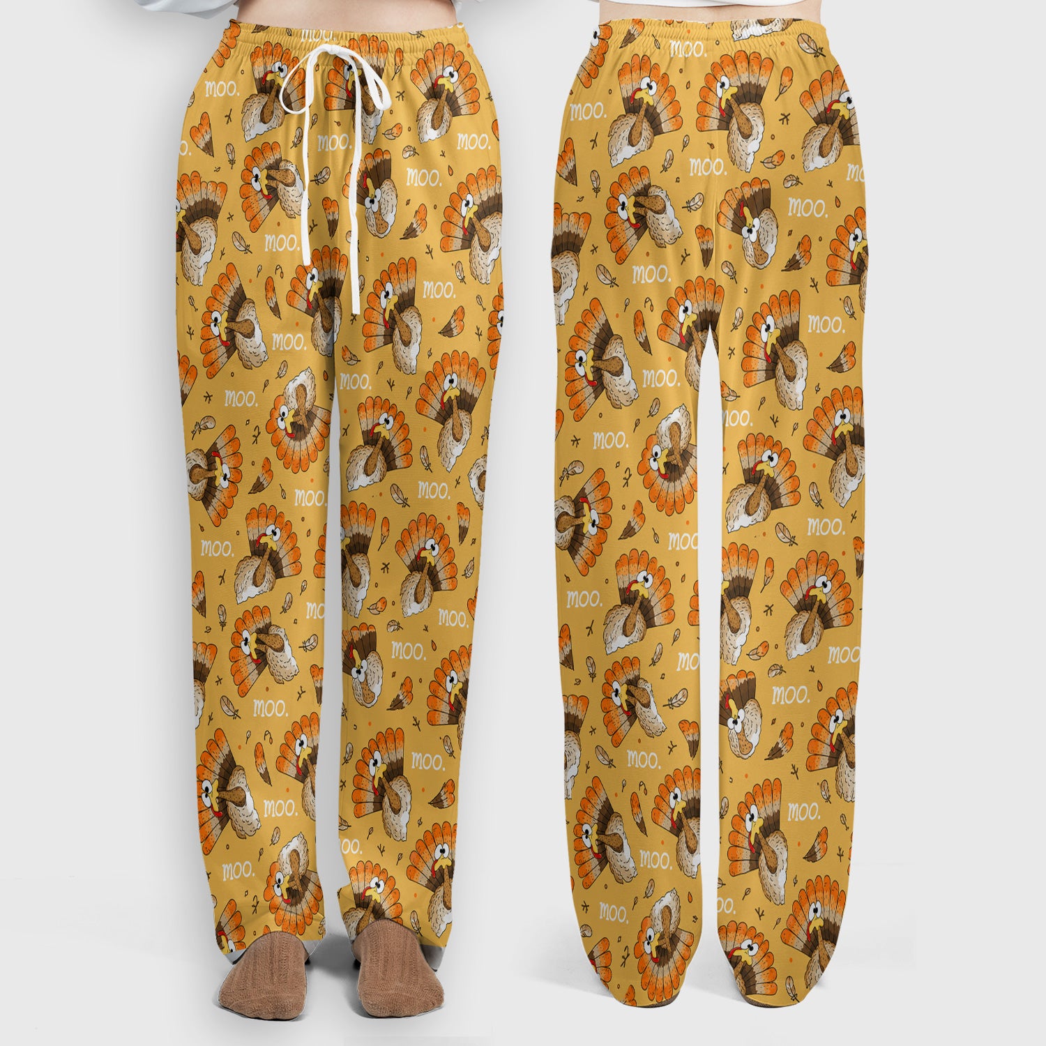 Funny Thanksgiving Moo Turkey Scrub Set, Scrub Pants and V Neck Top