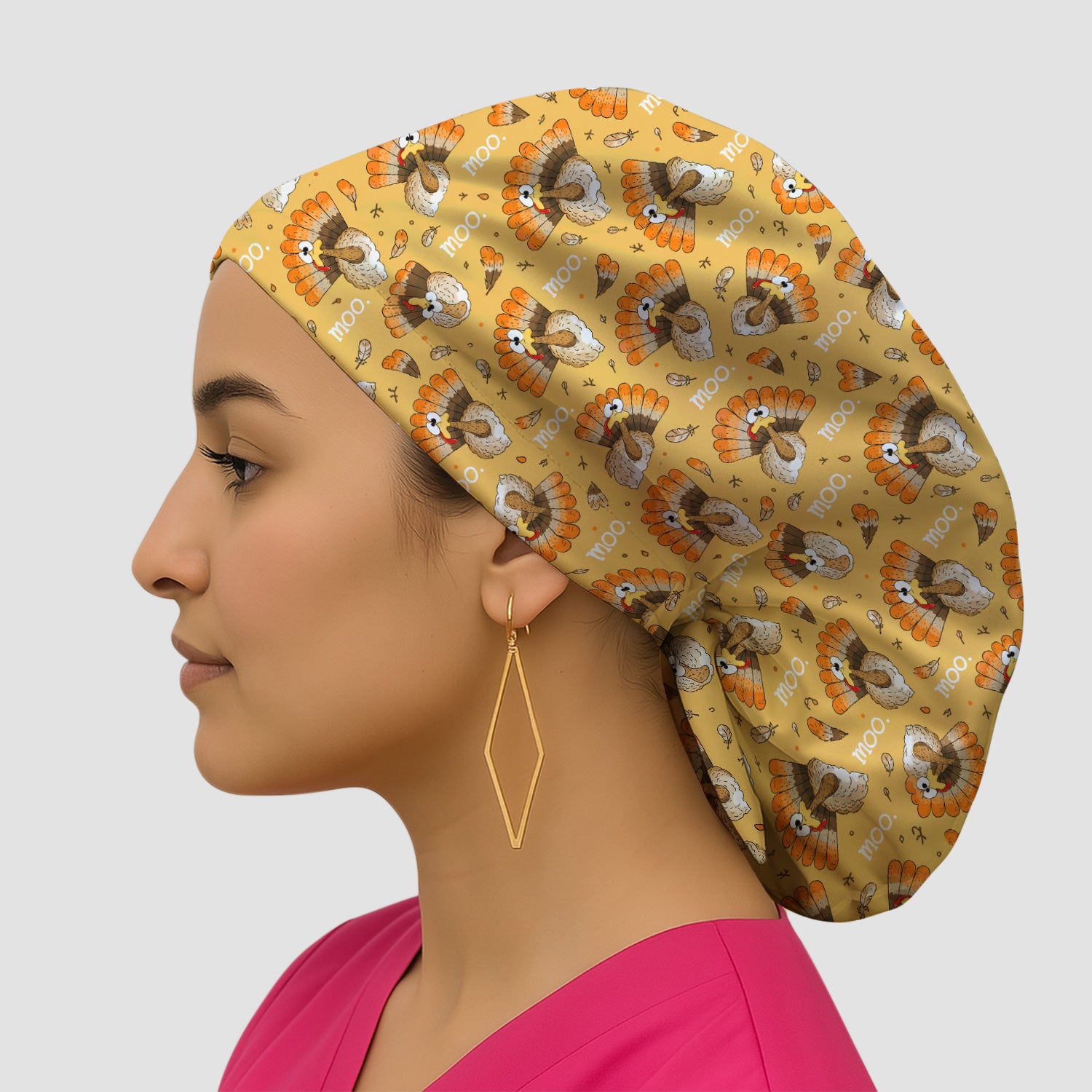 Funny Thanksgiving Moo Turkey Scrub Cap, Surgical Caps for Doctors