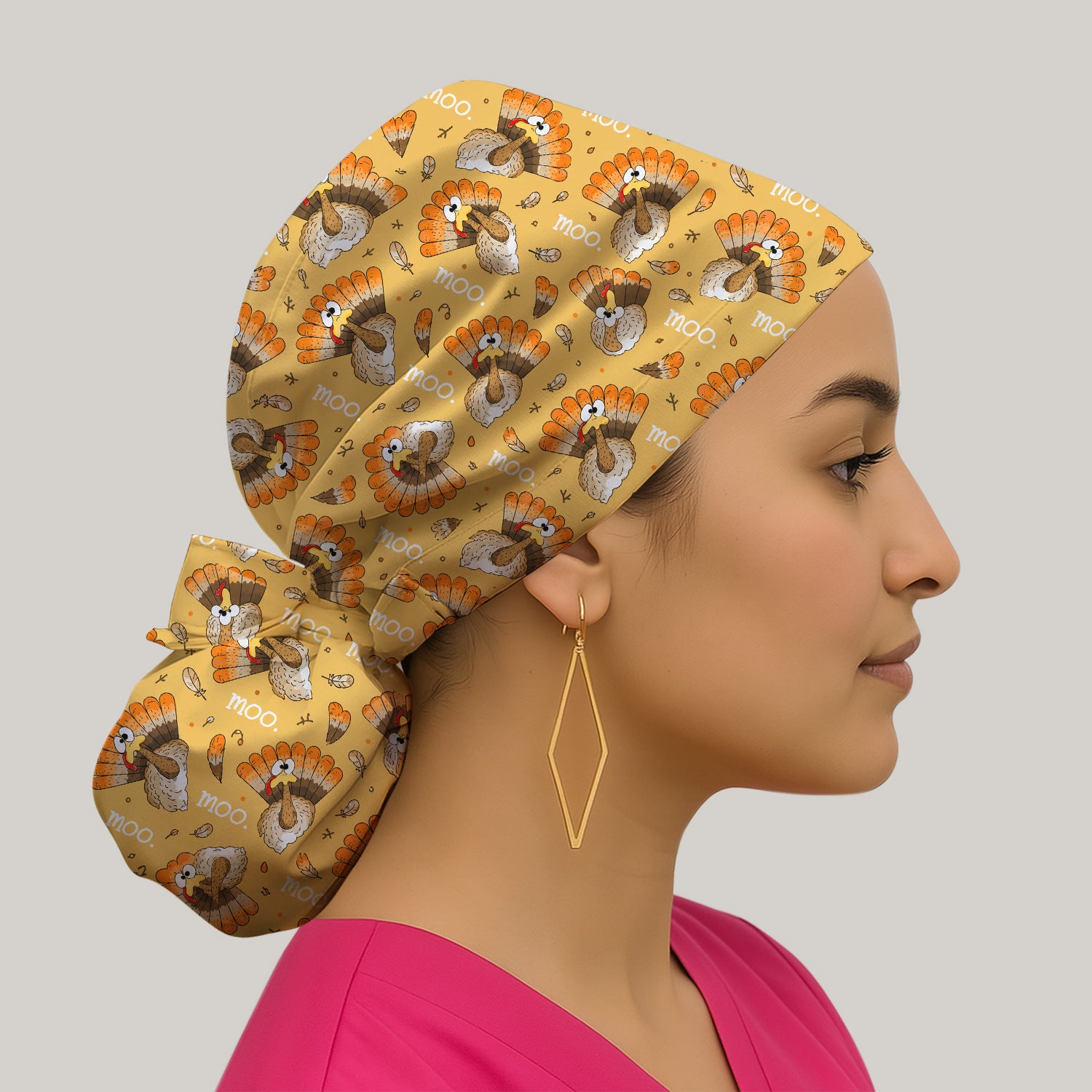 Funny Thanksgiving Moo Turkey Scrub Cap, Surgical Caps for Doctors