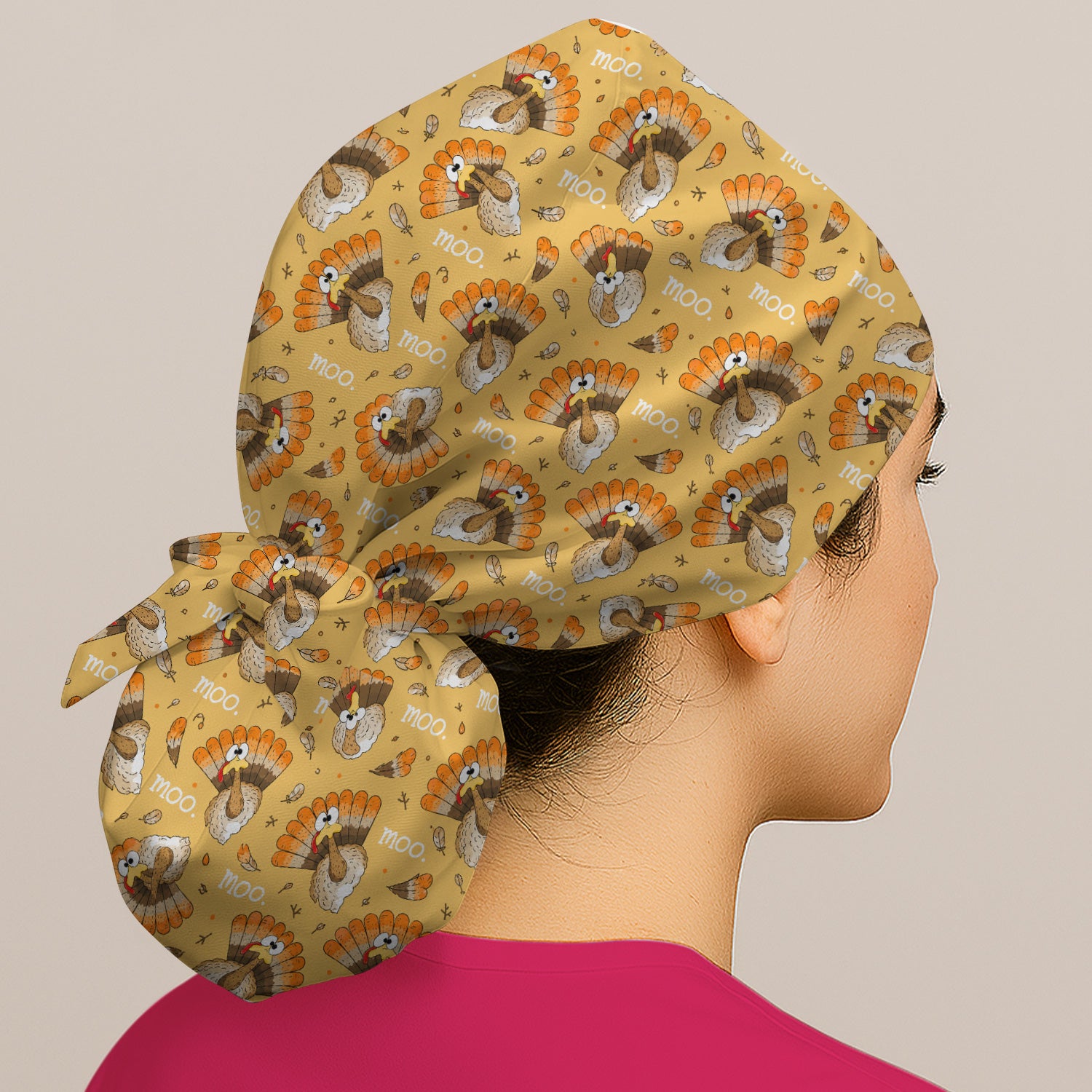 Funny Thanksgiving Moo Turkey Scrub Cap, Surgical Caps for Doctors