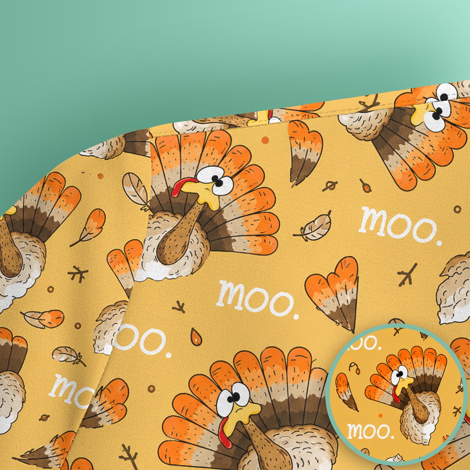 Funny Thanksgiving Moo Turkey Scrub Top, Comfortable Scrubs for Nurses