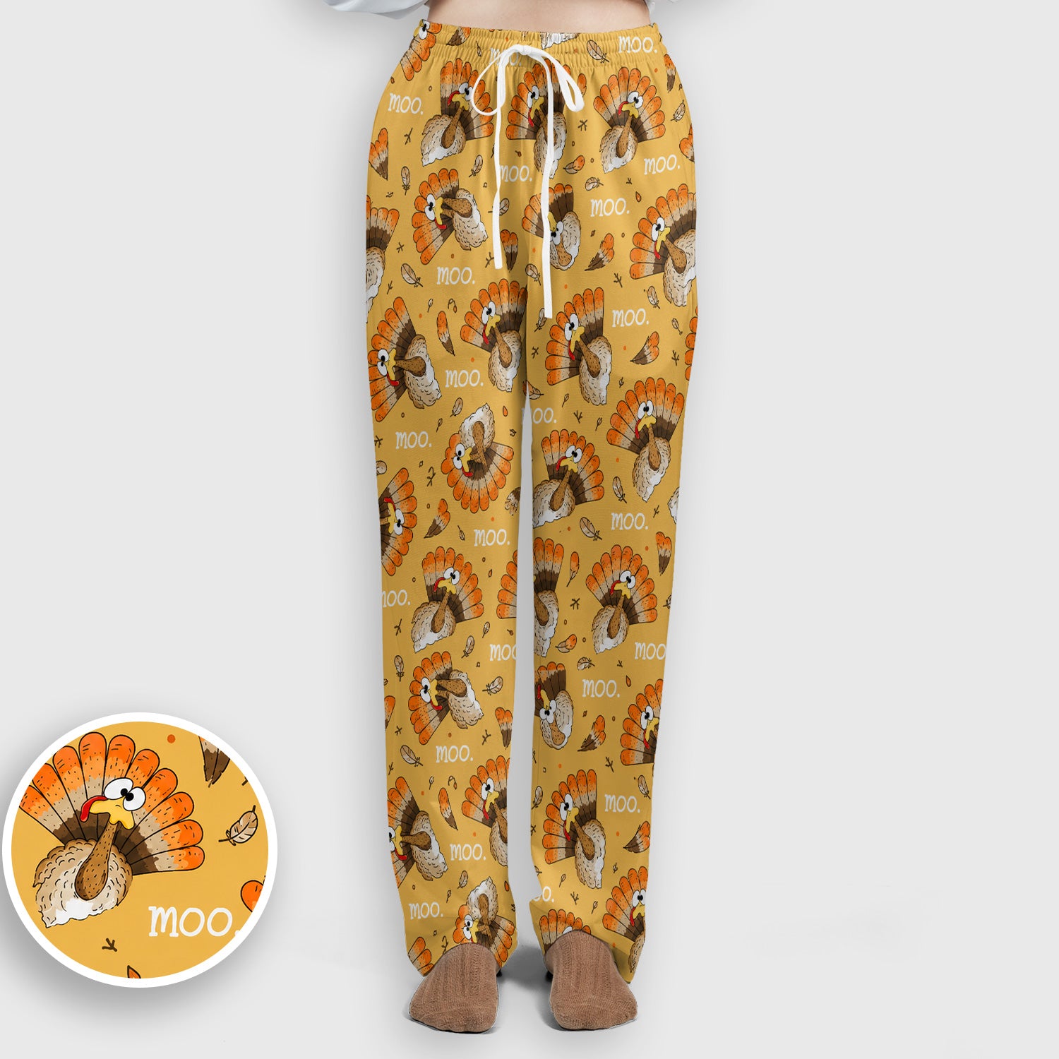 Funny Thanksgiving Moo Turkey Scrub Set, Scrub Pants and V Neck Top