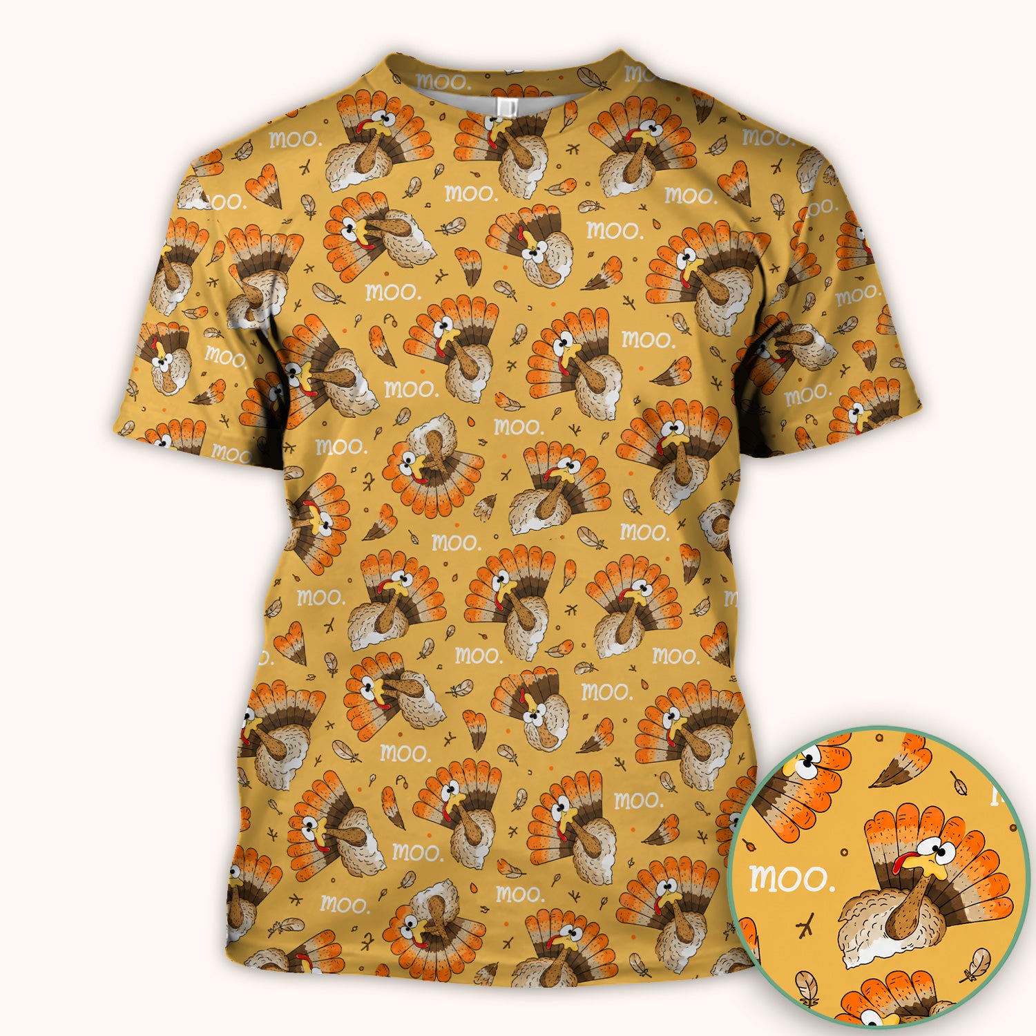 Funny Thanksgiving Moo Turkey Scrub Top, Comfortable Scrubs for Nurses