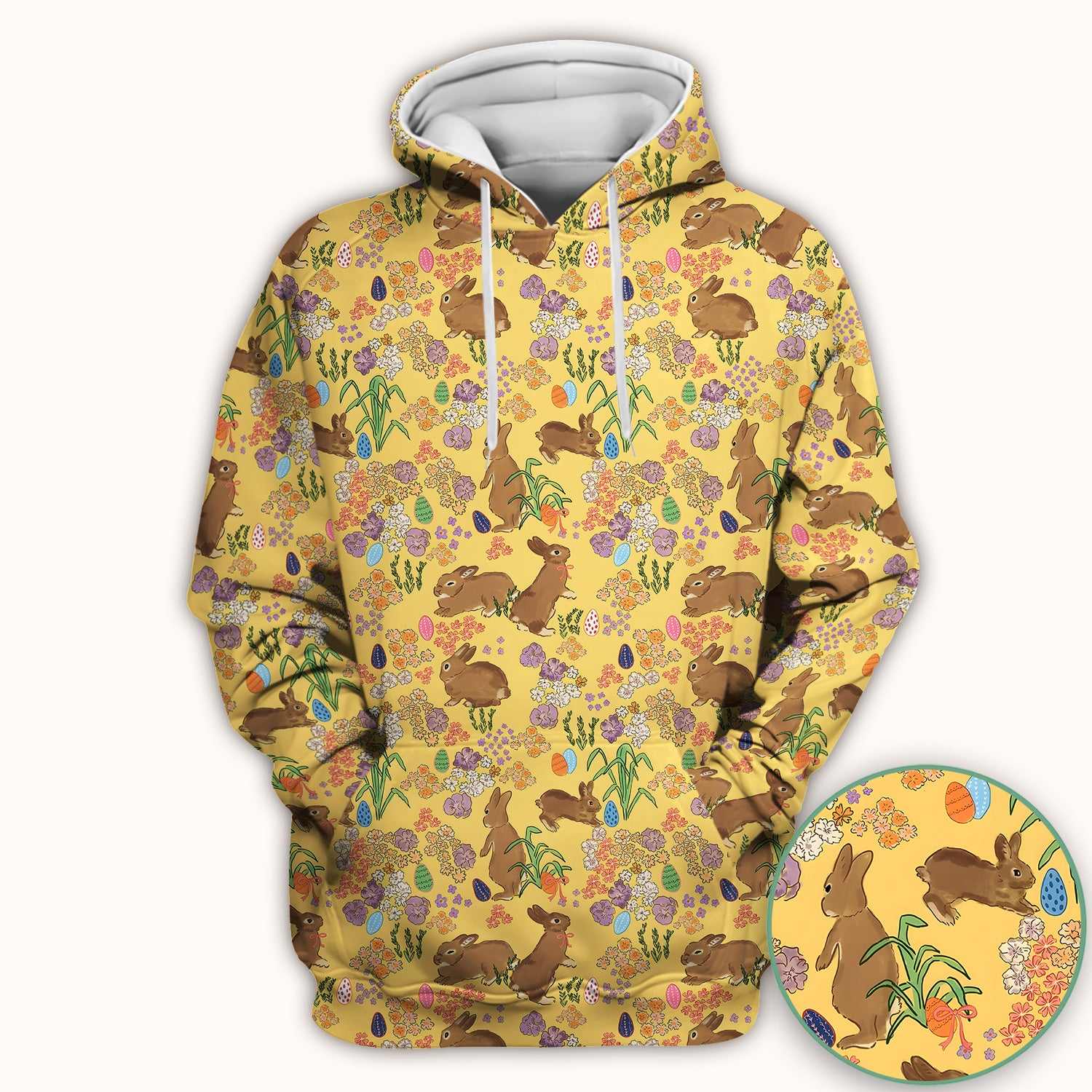 Cute Easter Bunny Pattern Scrub Top, Comfortable Scrubs for Nurses