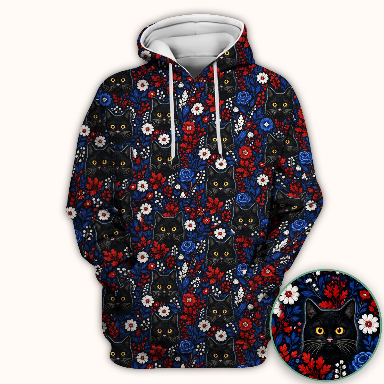 Black Cat Floral Nurse Scrub Top for RN, CNA, Veterinary Staff, Cat Lover Uniform