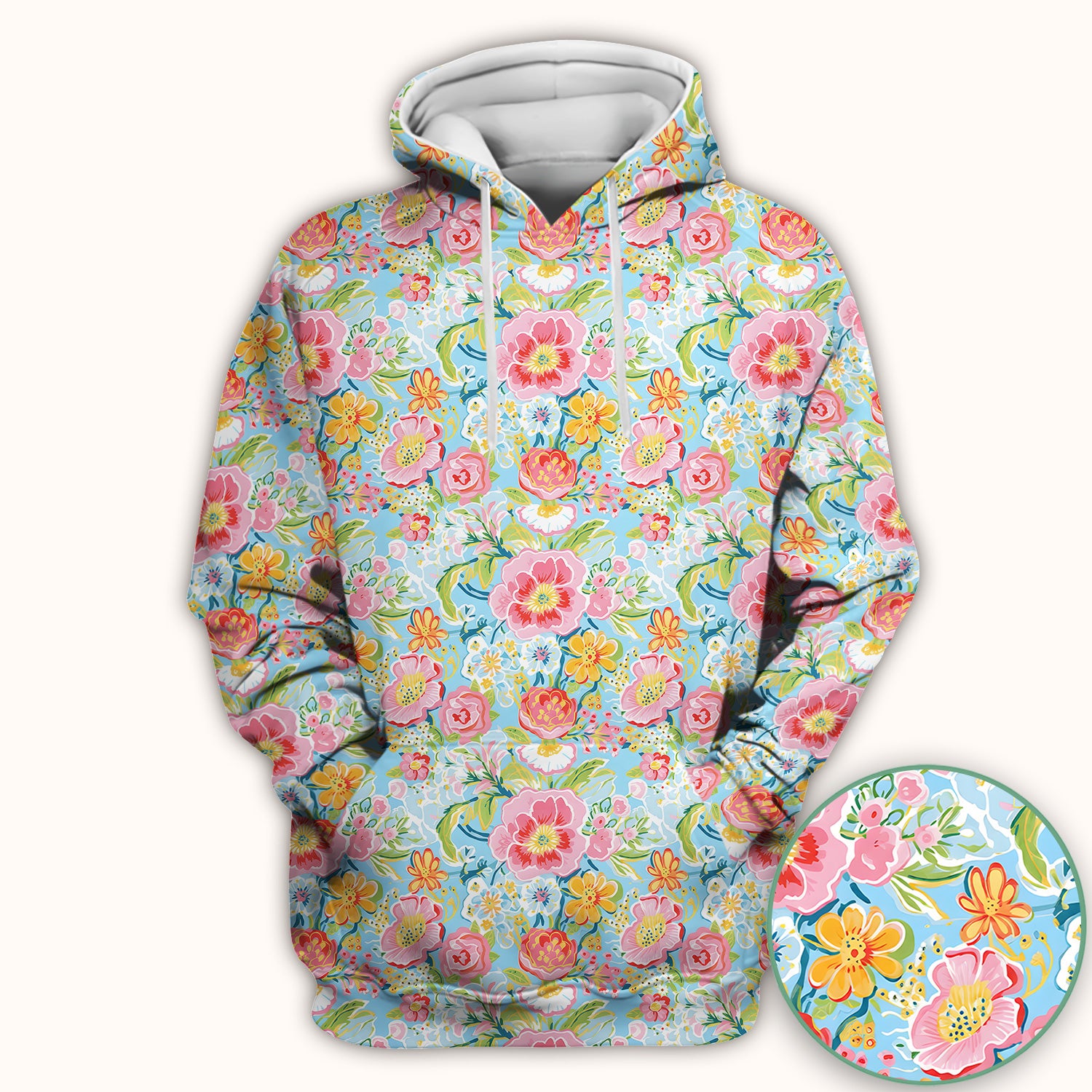 Pastel Tropical Floral Garden Pattern Scrub Top, Comfortable Scrubs for Nurses