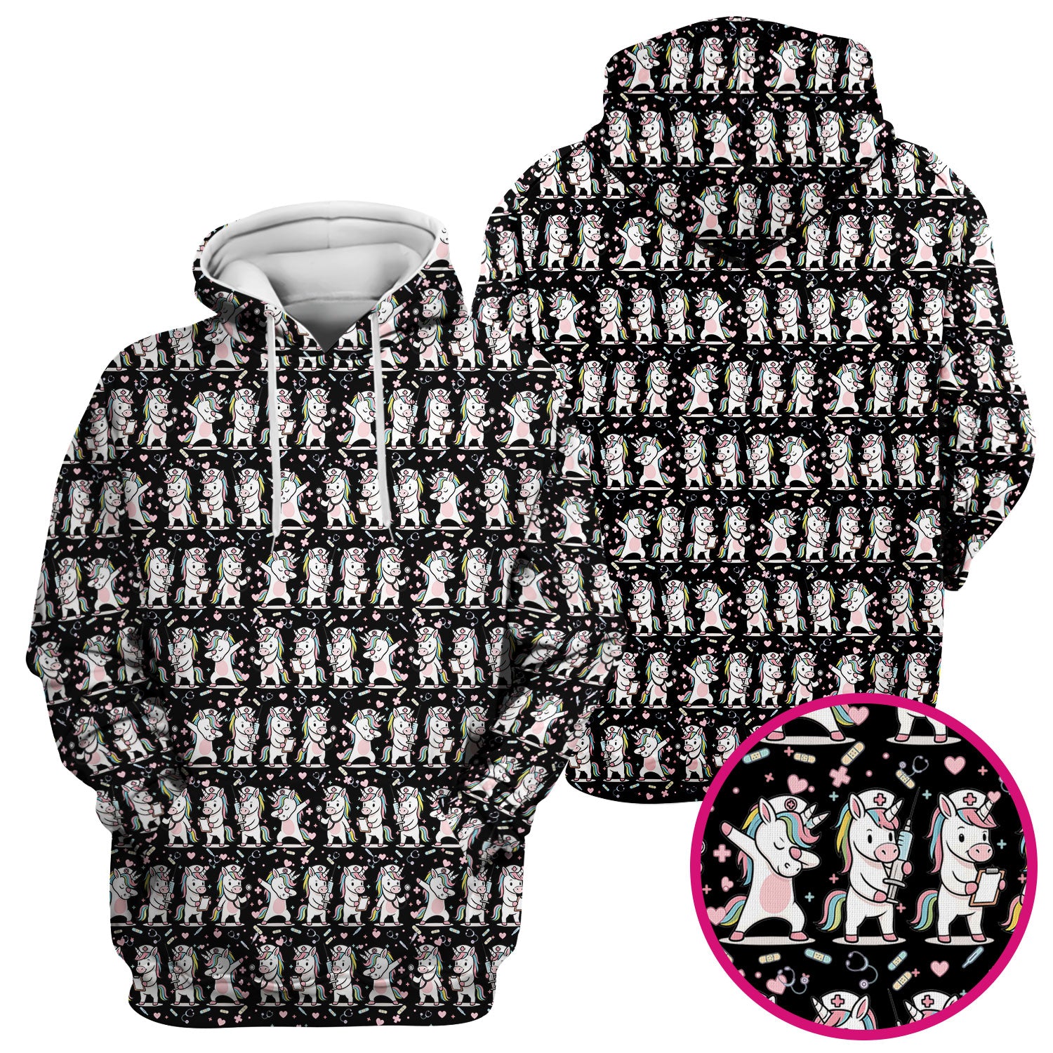 Cute Unicorn Nurse Scrub Top, Playful Medical Cartoon Nursing Shirt, Breathable Fabrics Nurse Uniform