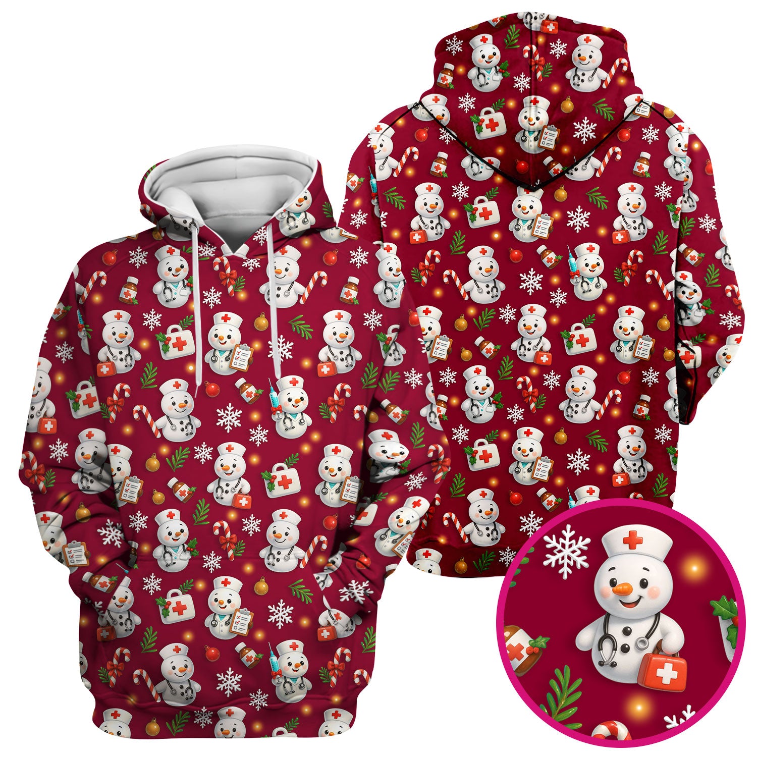 Holiday Nurse Scrub Top Christmas Design - Adorable Snowman Nursing Shirt - Cute Medical Gift for RN LPN CNA Doctors