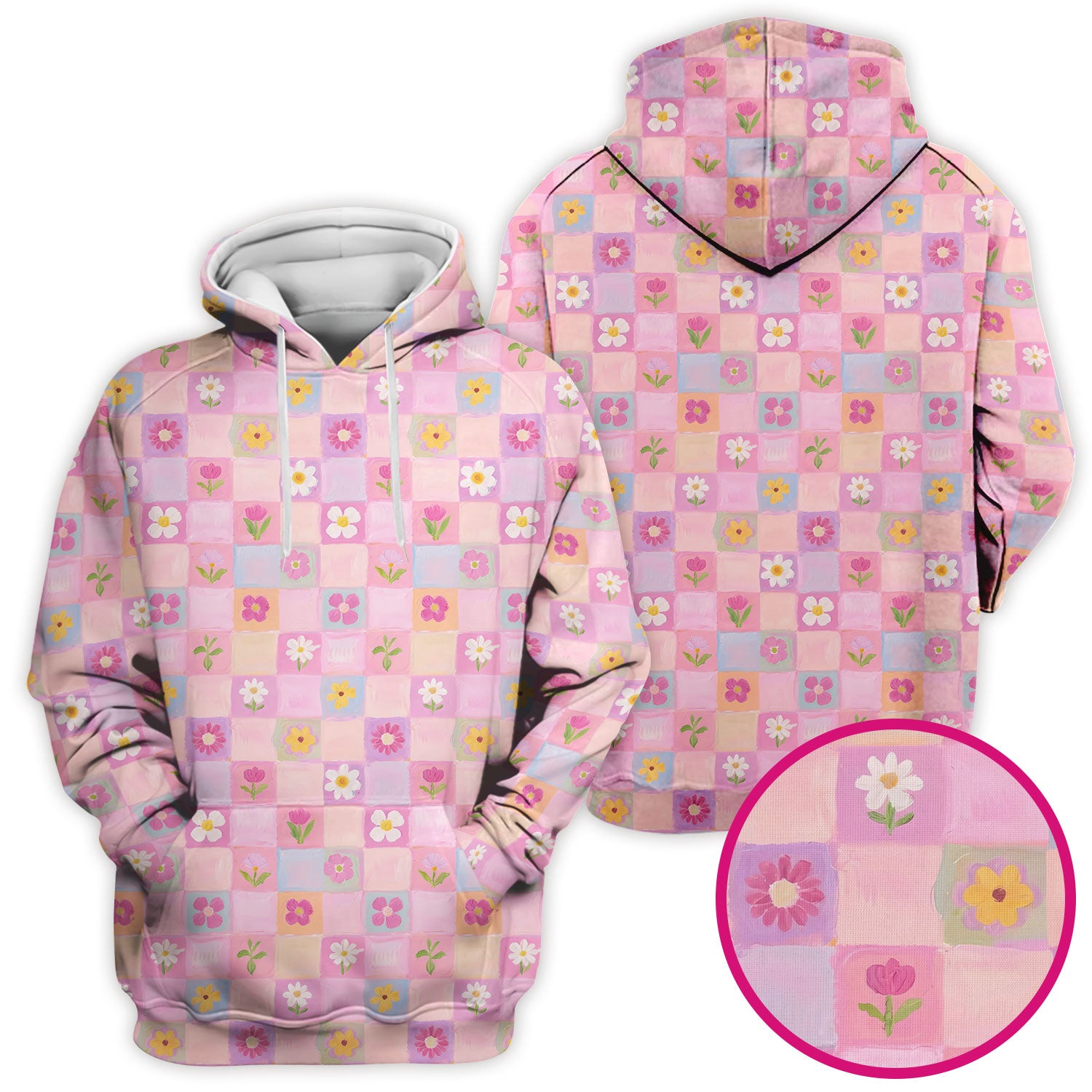 Lovely Pastel Floral Patchwork Pattern Scrub Top, Comfortable Scrubs For Nurses