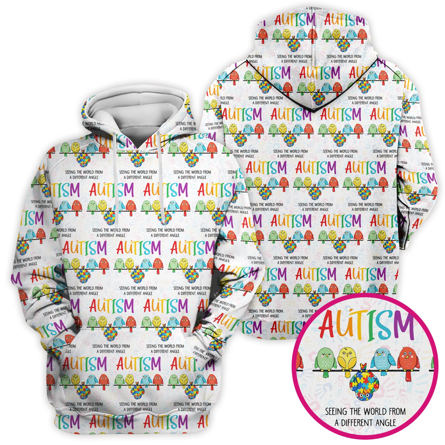 Autism Seeing The World From A Different Angle Birds Scrub Top ,Comfortable Scrubs for Nurses