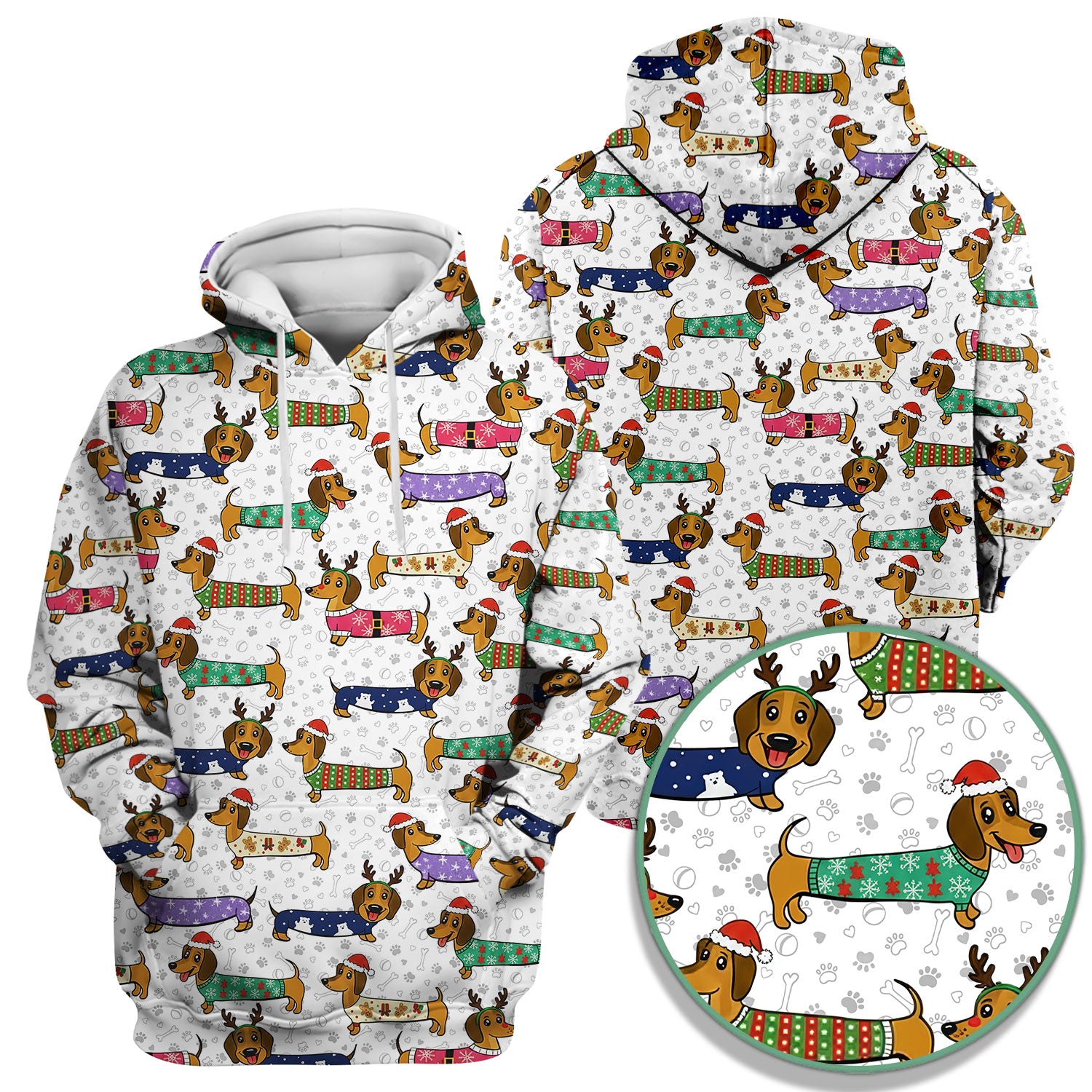 Christmas Dachshund Scrub Top for Women - Cute Dog Nursing Uniform with Pockets - Holiday Reindeer Wiener Dog Shirt - Funny Vet Tech Workwear