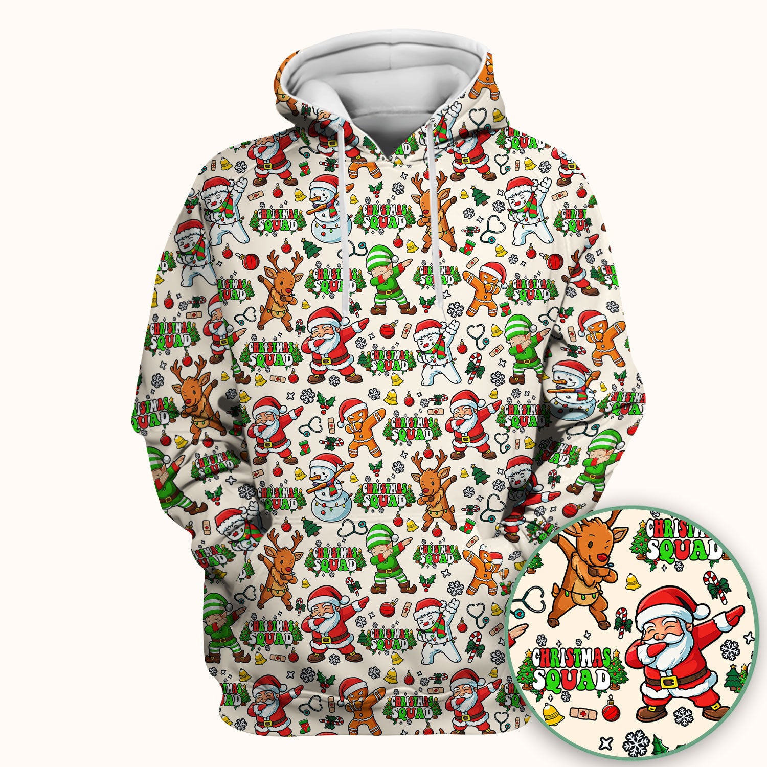 Christmas Squad Scrub Top - Funny Santa & Reindeer Shirt - Cute Holiday Medical Uniform for Nurses, Doctors & Vet Techs